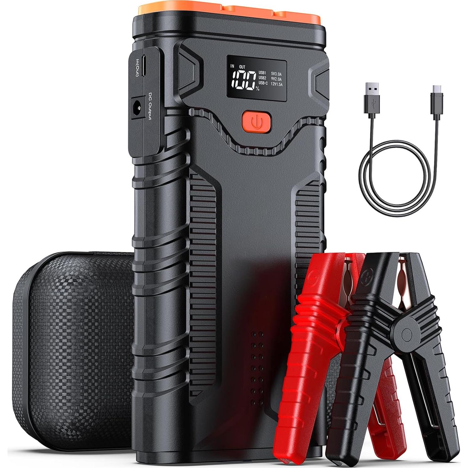 Arrancador de Coche KEUASX G32PL 2500A 12V con USB y LED