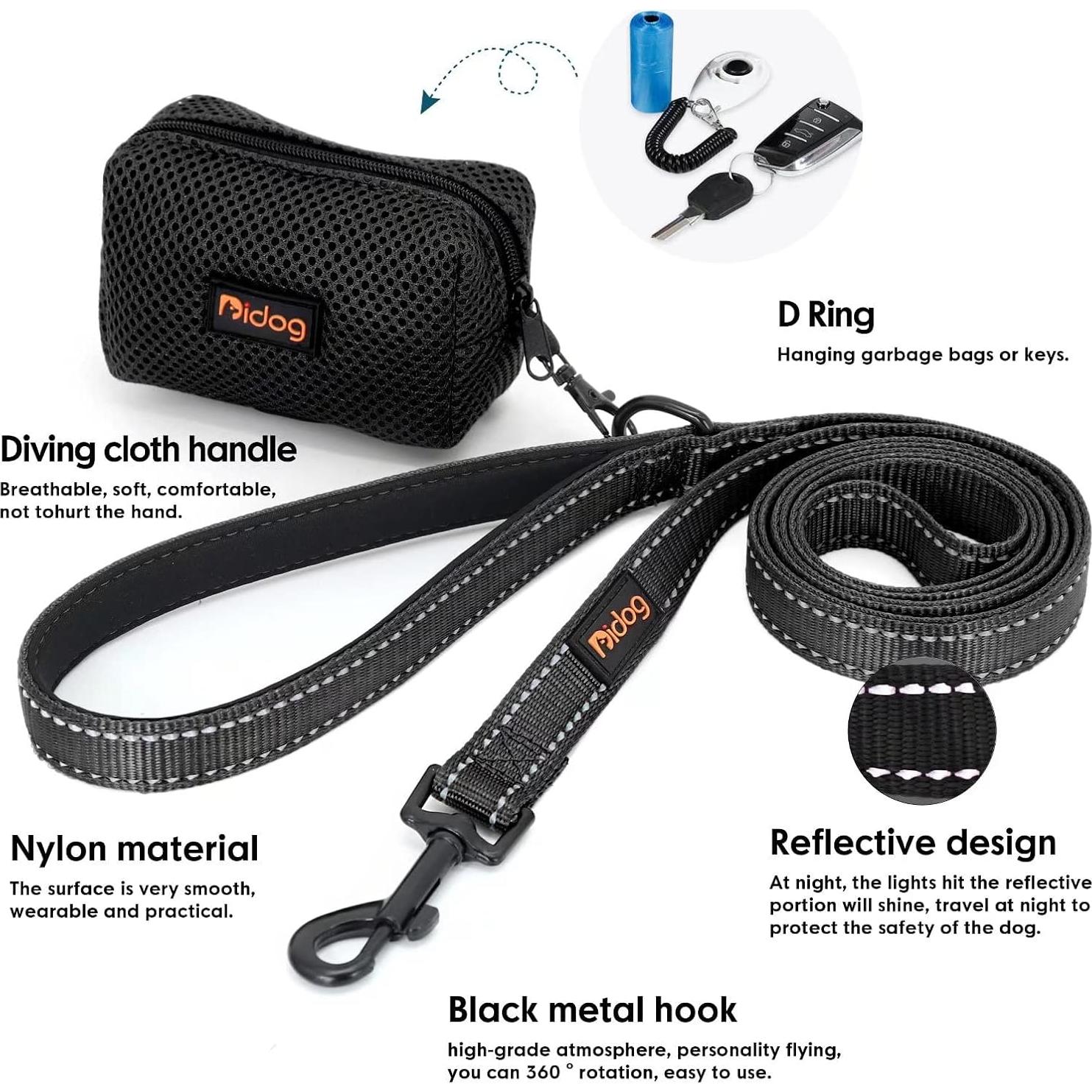 Correa Reflectante Didog de Nylon 1.8m con Dispensador para Perros