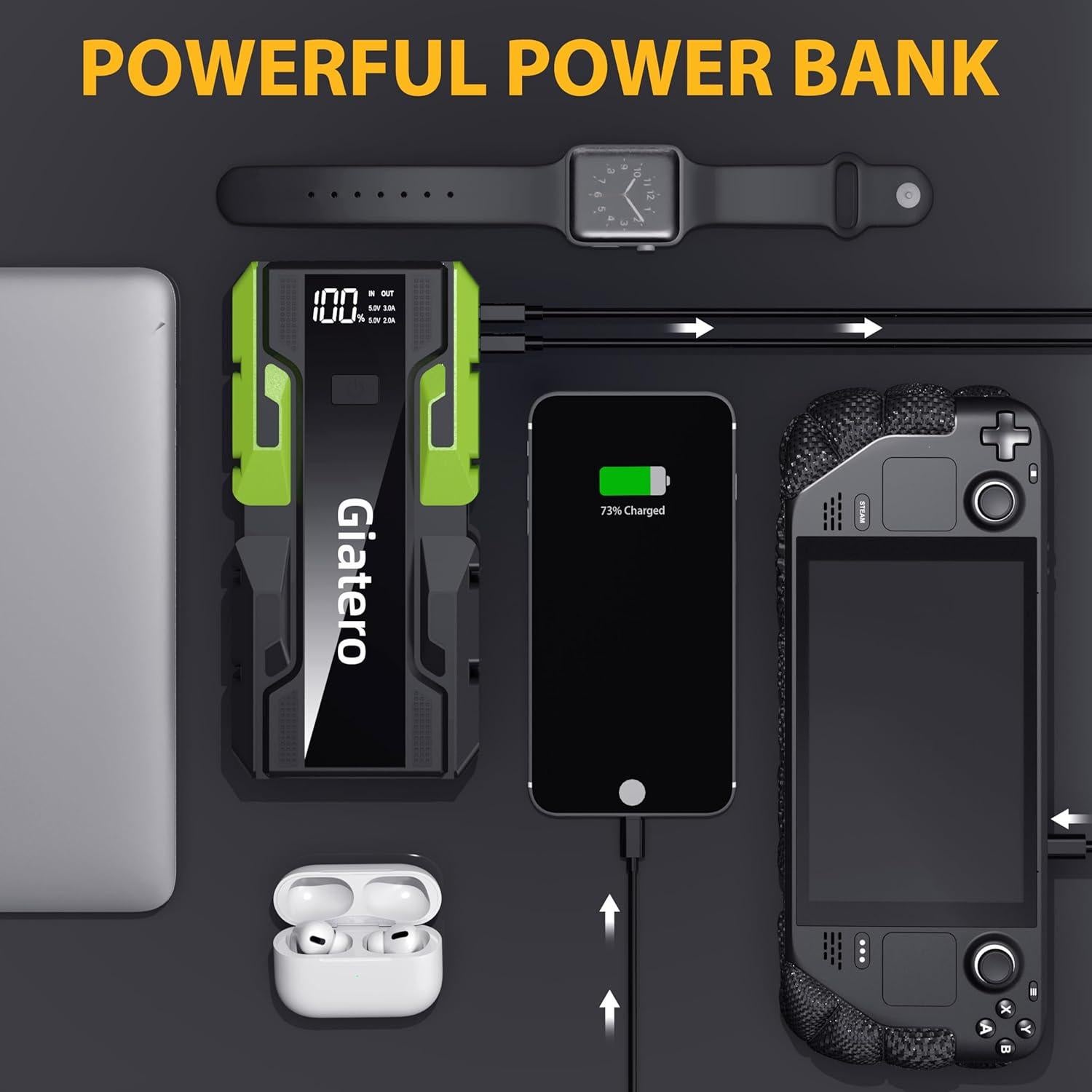 Arrancador de Batería Giatero 001B 4000A 12V Portátil