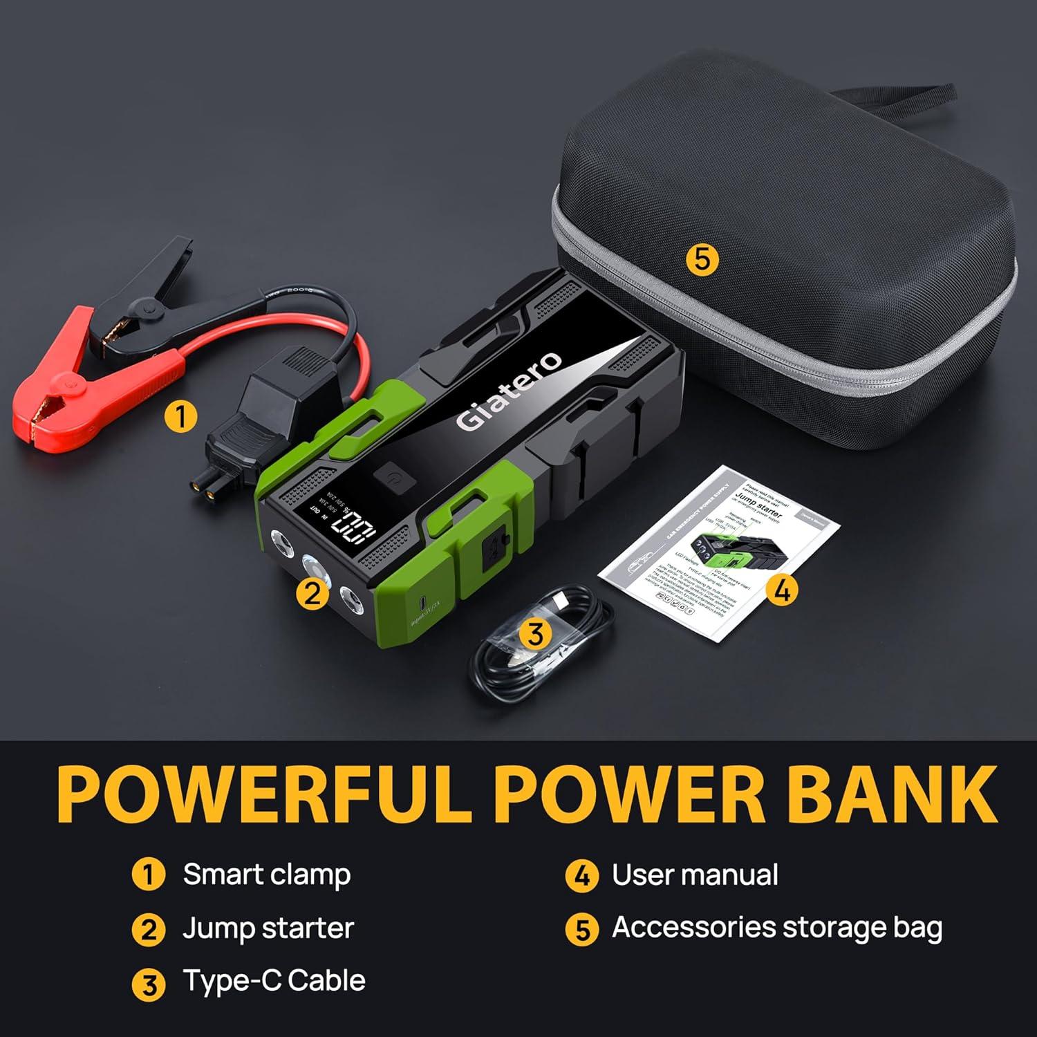 Arrancador de Batería Giatero 001B 4000A 12V Portátil