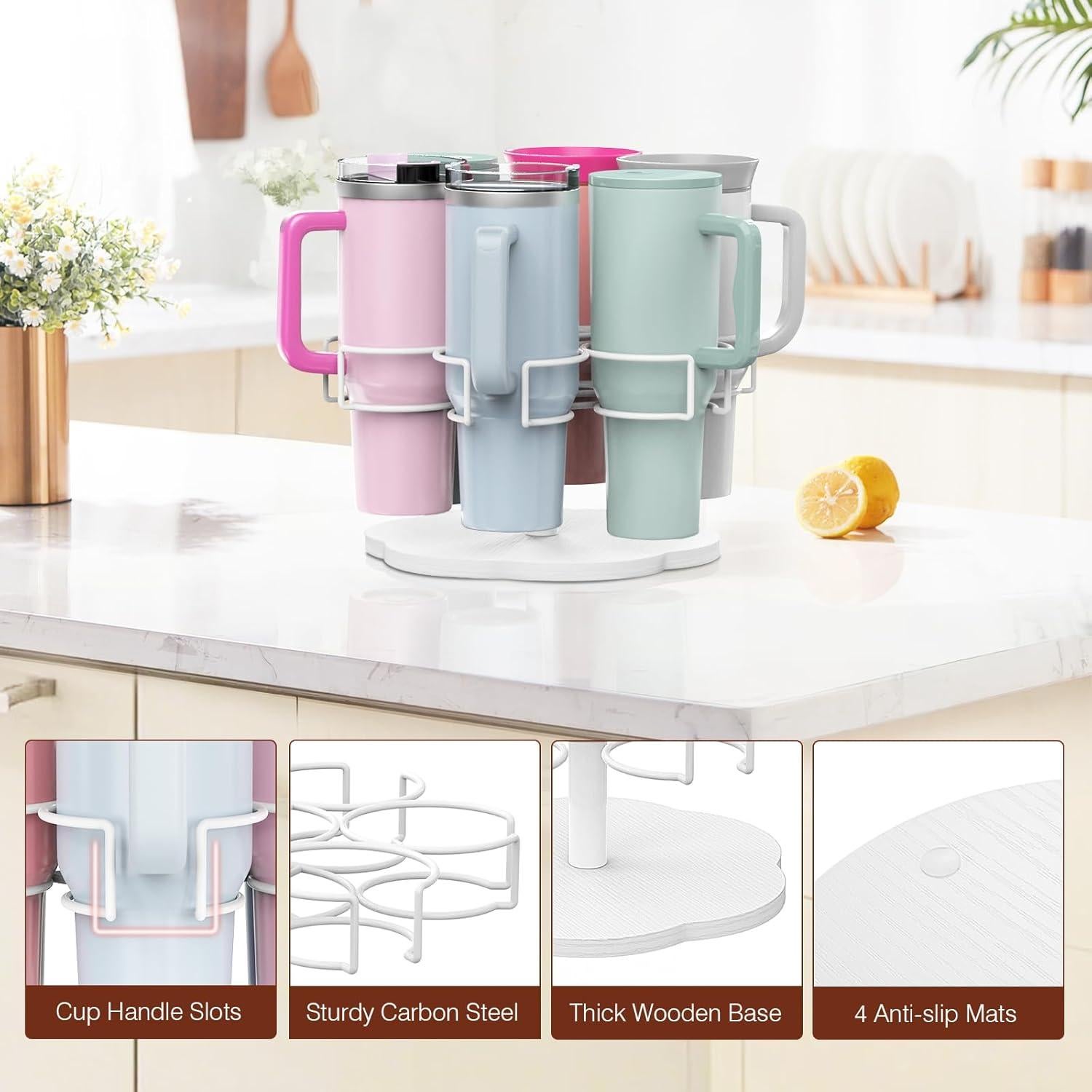 Organizador de Tazas Housolution 40 oz Soporte Rotativo Blanco