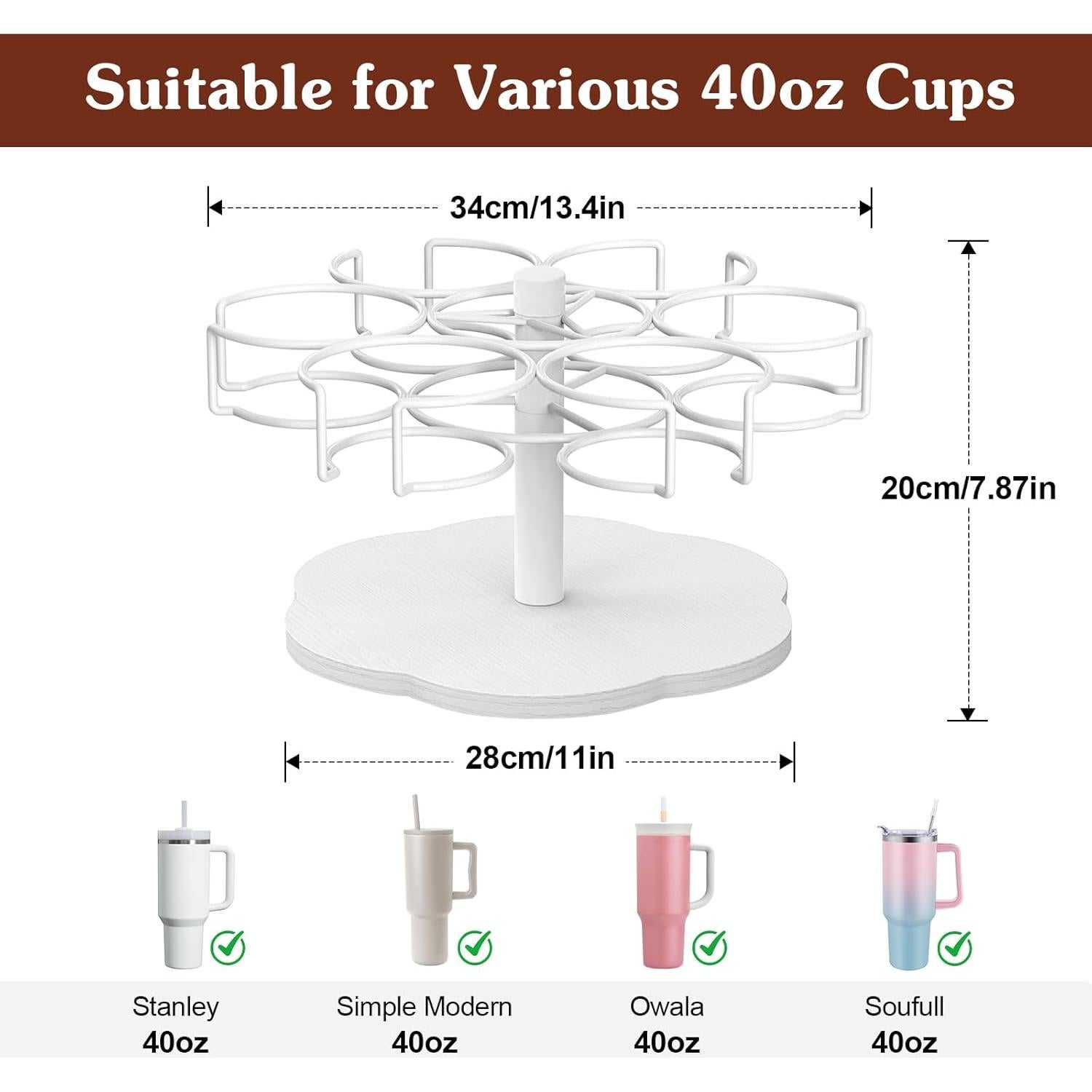 Organizador de Tazas Housolution 40 oz Soporte Rotativo Blanco