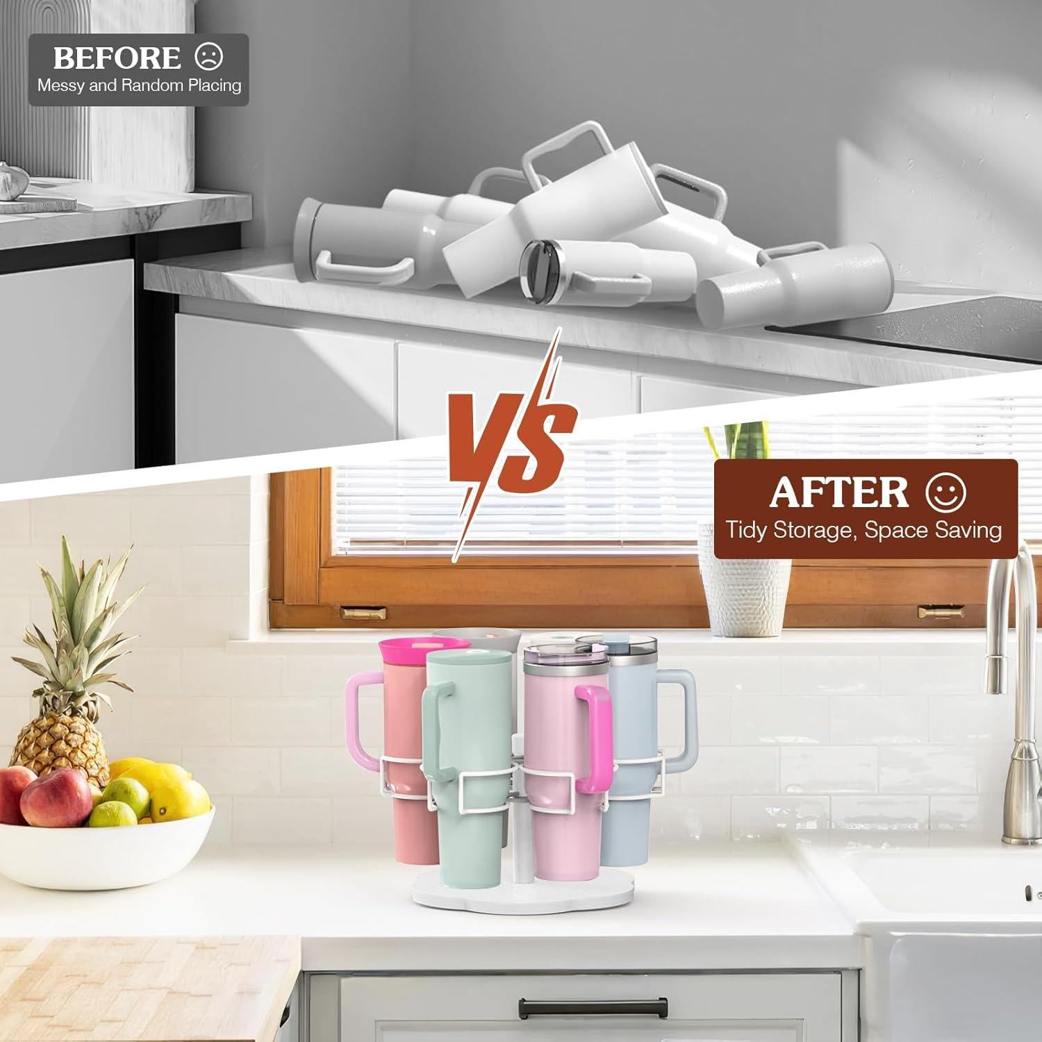 Organizador de Tazas Housolution 40 oz Soporte Rotativo Blanco