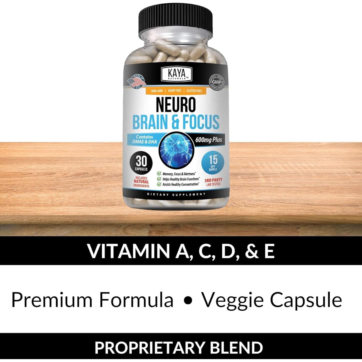 Suplemento Nootrópico Kaya Naturals para Memoria y Enfoque - 30 Cápsulas