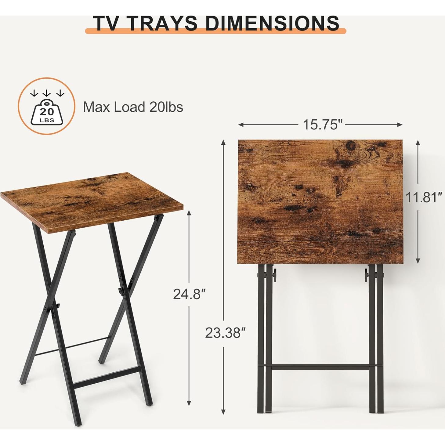 Juego de 2 mesas de bandeja Acovy TVTRAY marrón rústico