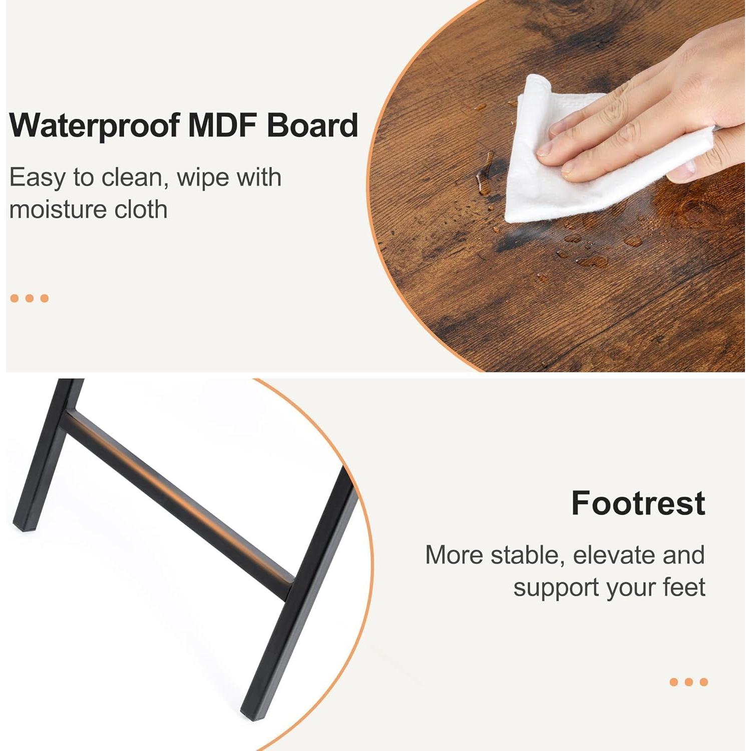 Juego de 2 mesas de bandeja Acovy TVTRAY marrón rústico