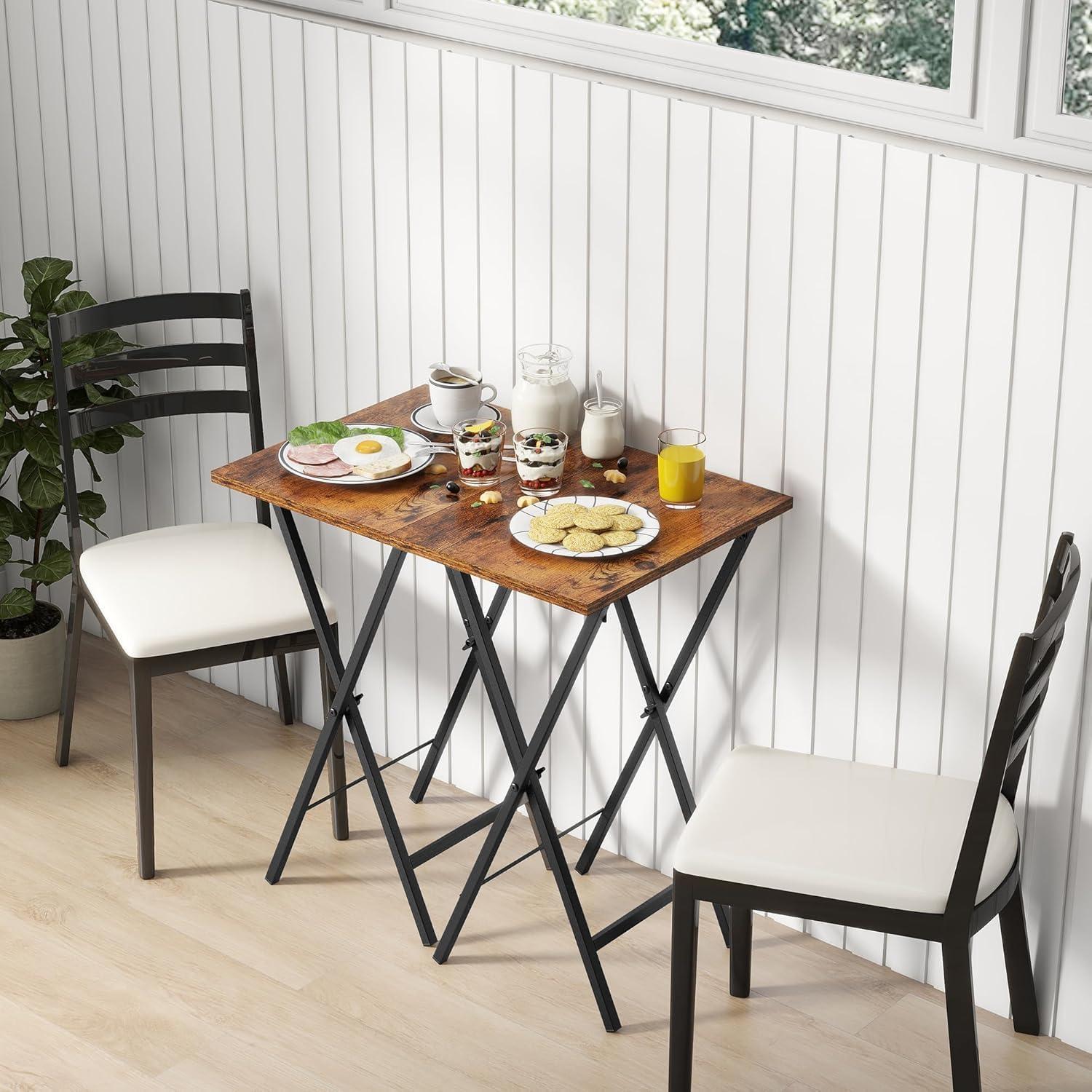 Juego de 2 mesas de bandeja Acovy TVTRAY marrón rústico