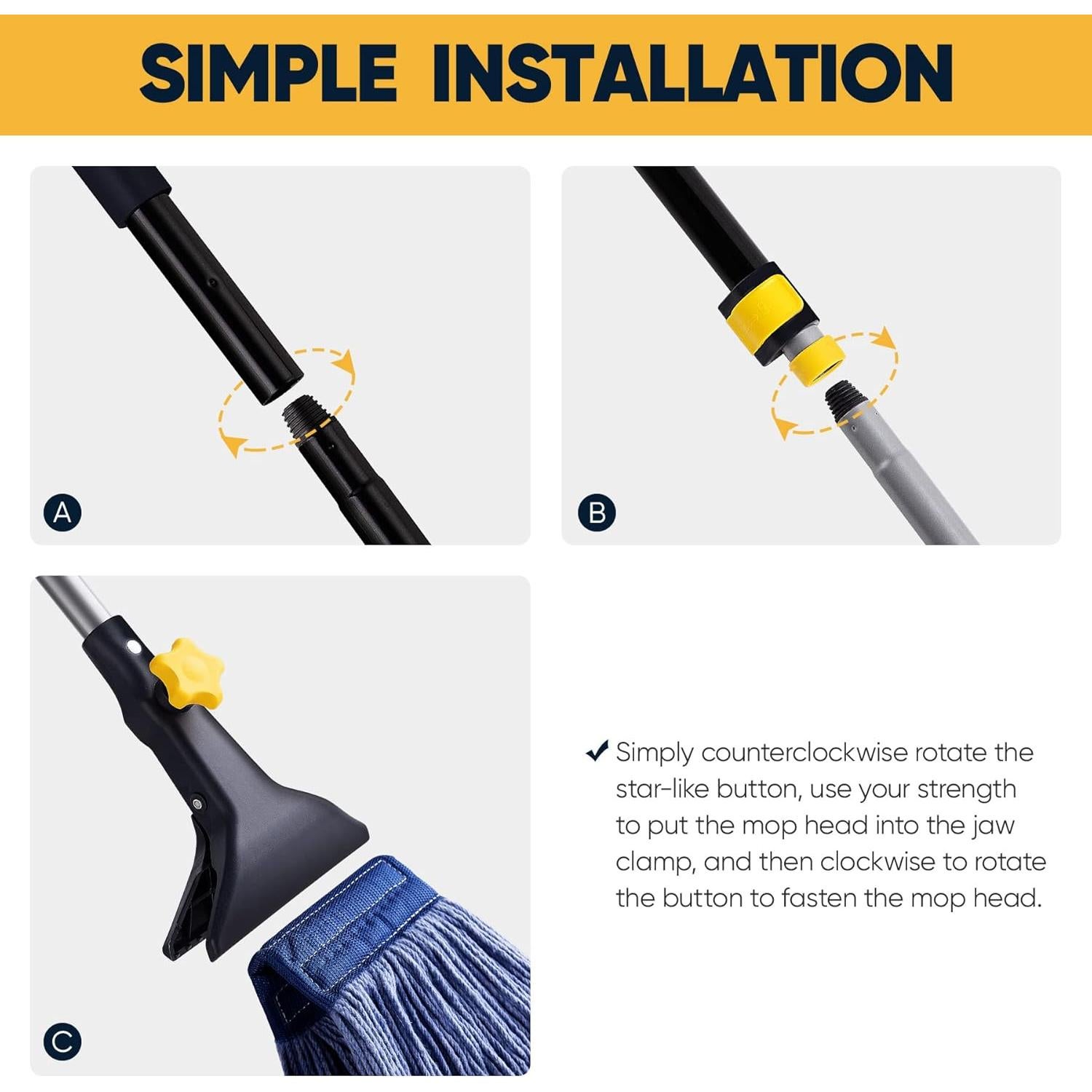 Mopa Húmeda Yocada con Mango Telescópico 113-140 cm Algodón