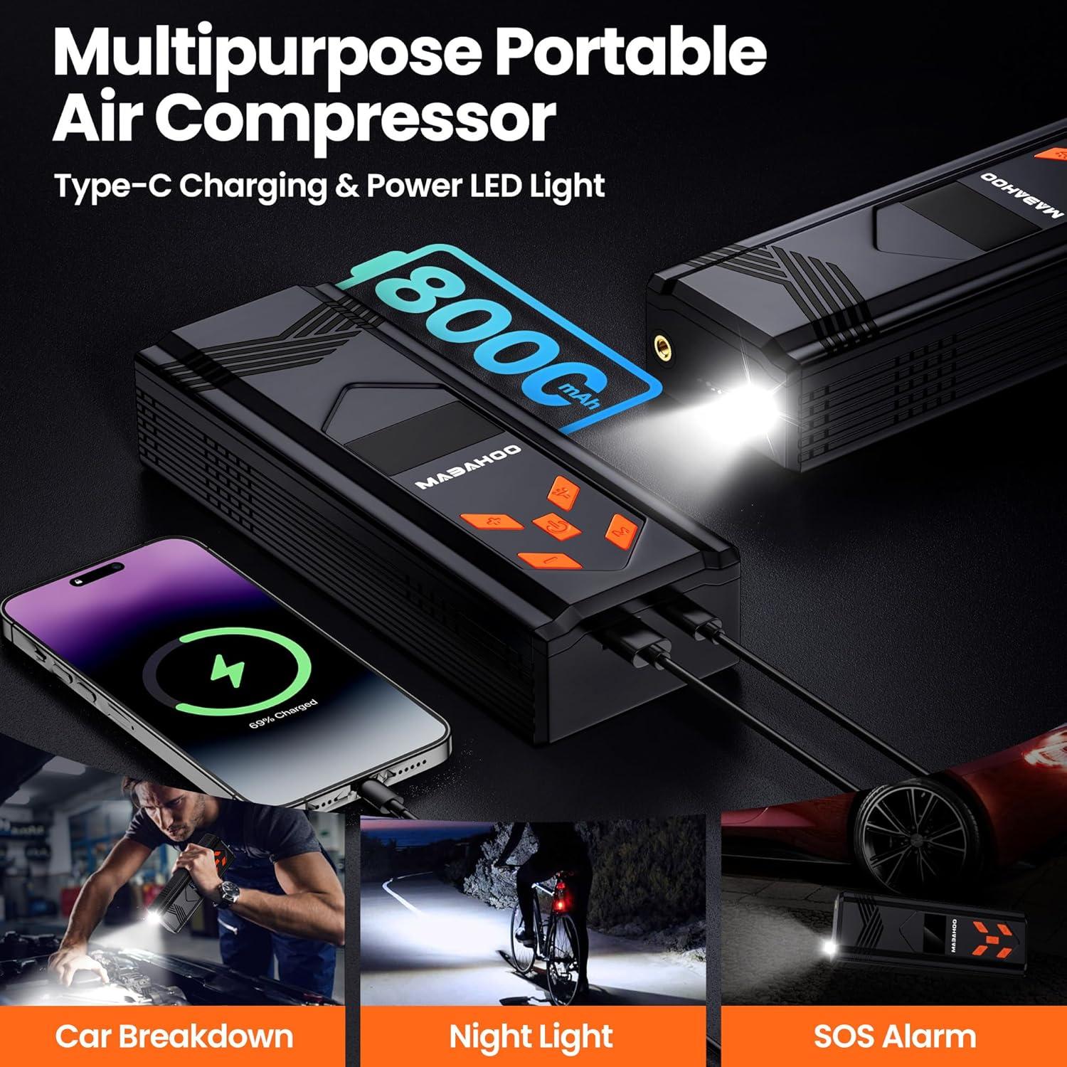 Arrancador de Batería Mabahoo YD06 3000A con Compresor 150PSI