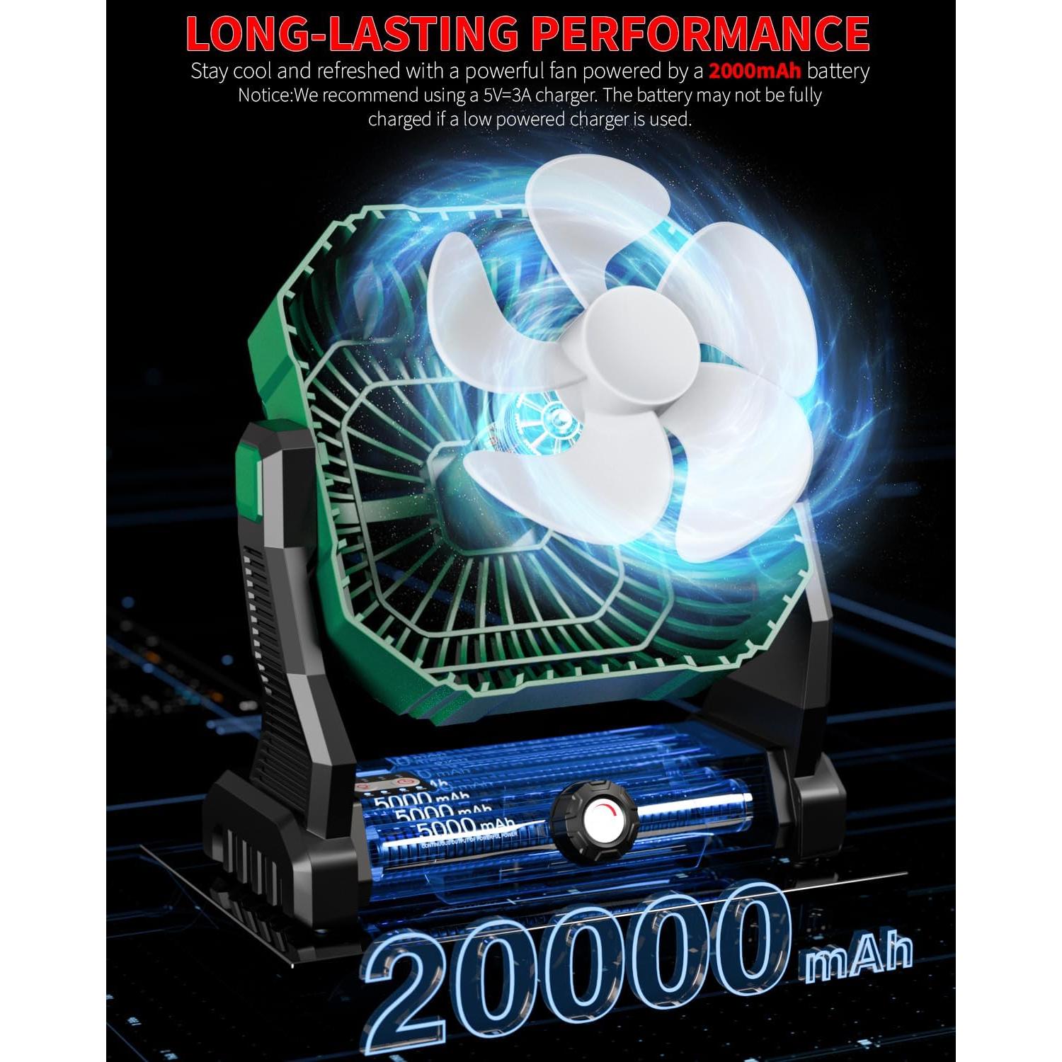 Ventilador Personal GIPAOE OT-F13 Recargable 20000mAh Verde