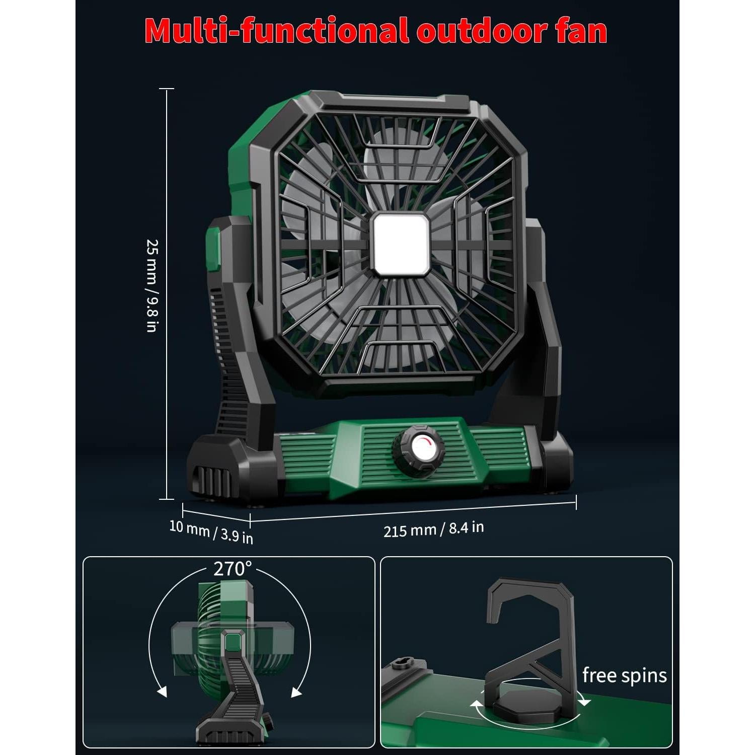 Ventilador Personal GIPAOE OT-F13 Recargable 20000mAh Verde