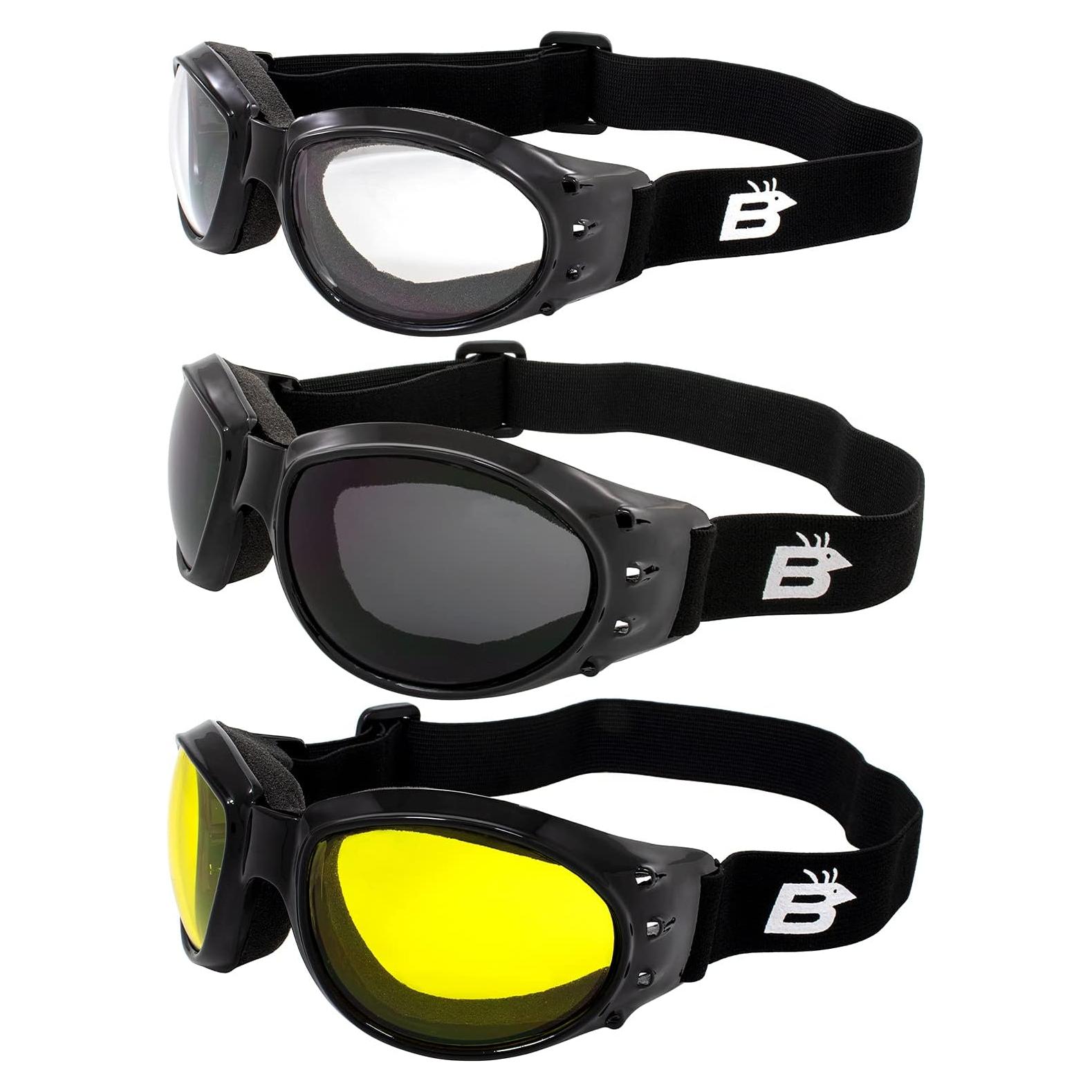 Gafas de Motocicleta Acolchadas Birdz Eyewear Eagle - 3 Lentes