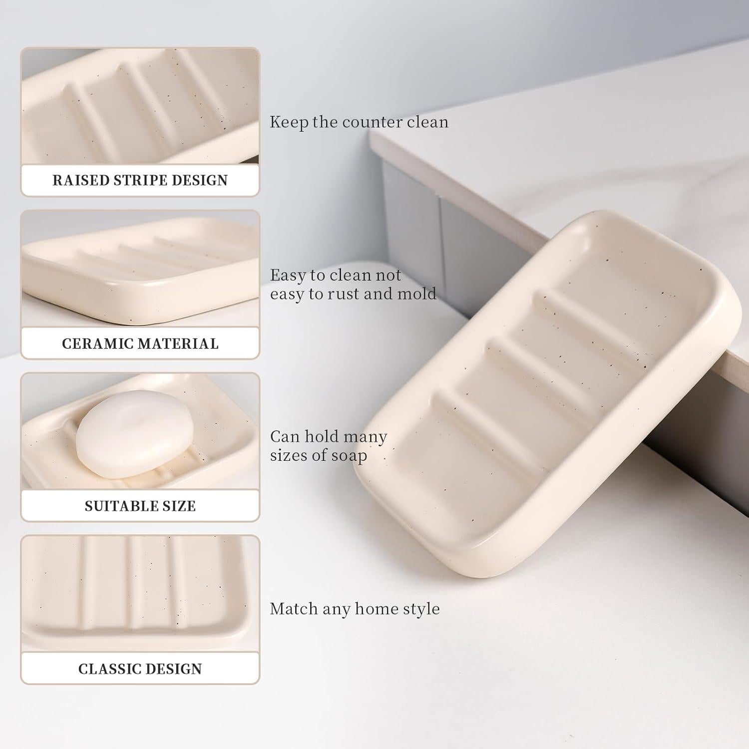 Conjunto de Accesorios de Baño BosilunLife 4 Piezas Cerámica Albaricoque