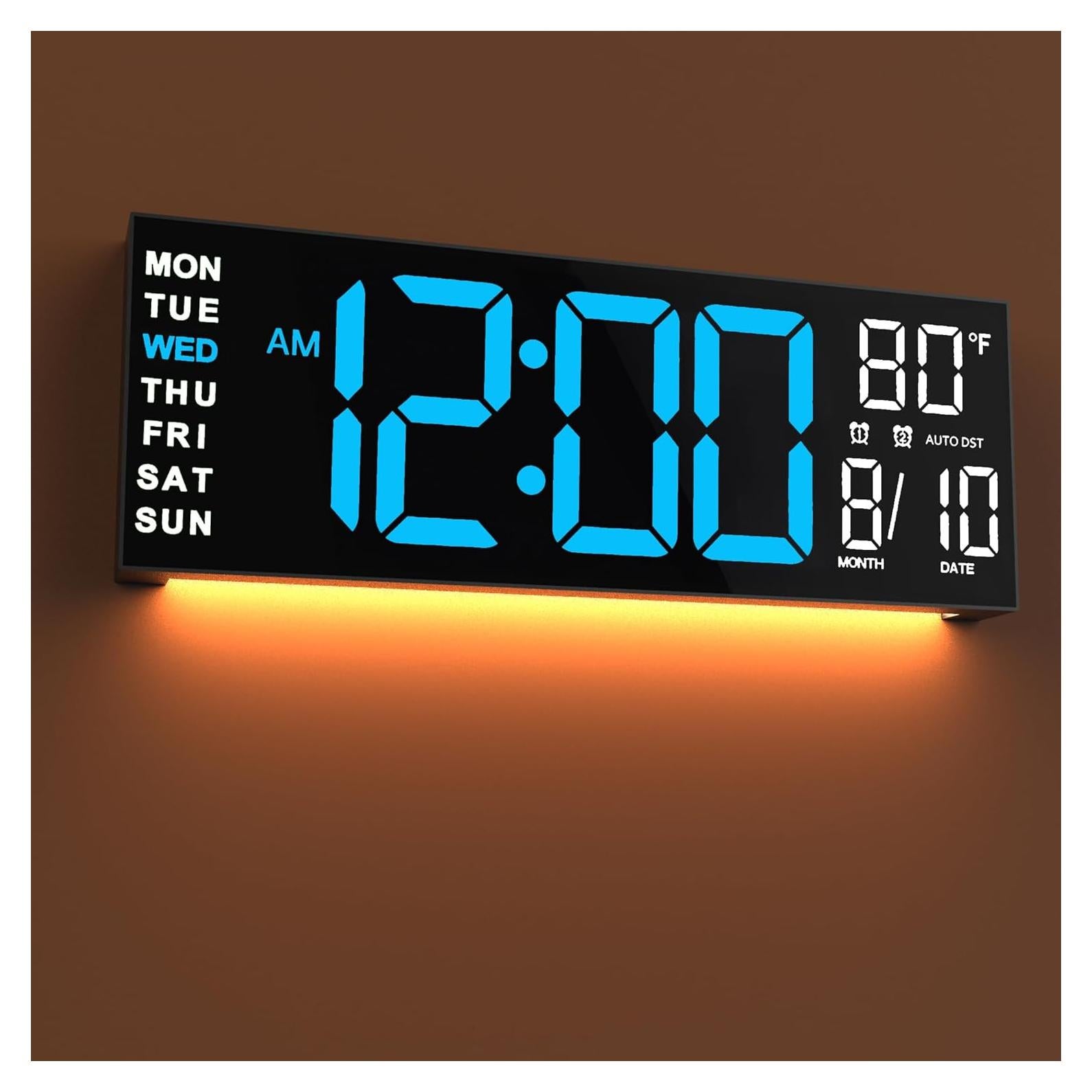 Reloj de Pared Digital JALL 16" LED RGB con Alarma y Temperatura
