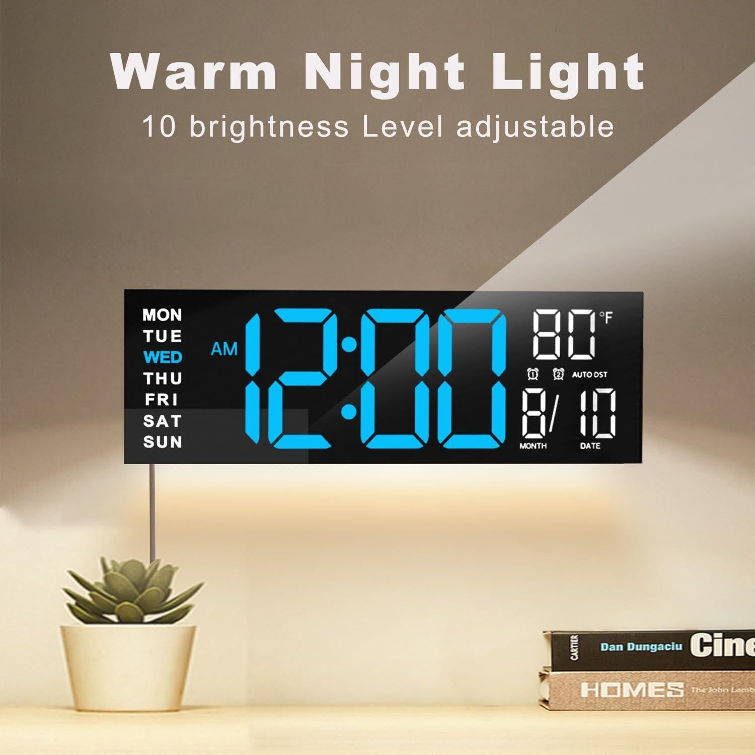 Reloj de Pared Digital JALL 16" LED RGB con Alarma y Temperatura