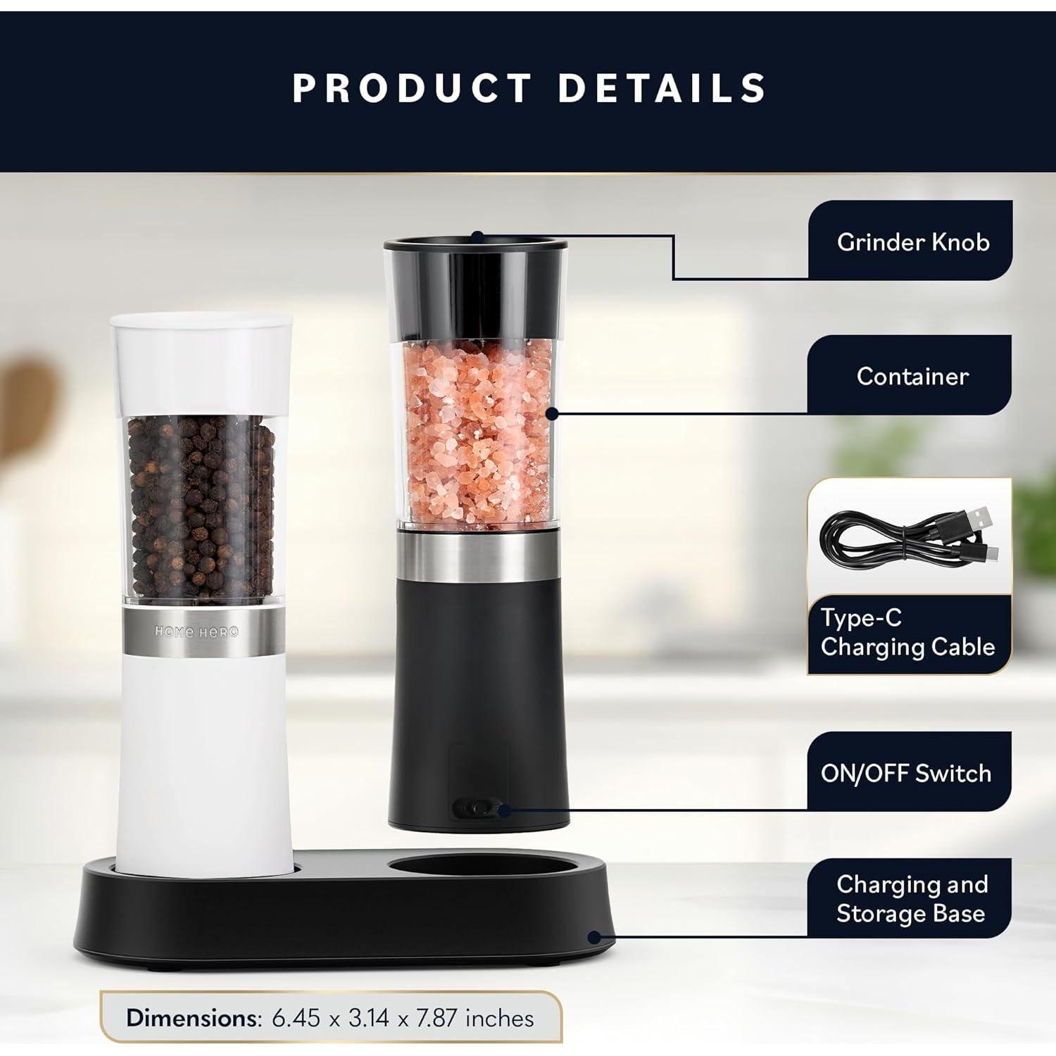 Juego de Molinillos Eléctricos de Sal y Pimienta Home Hero