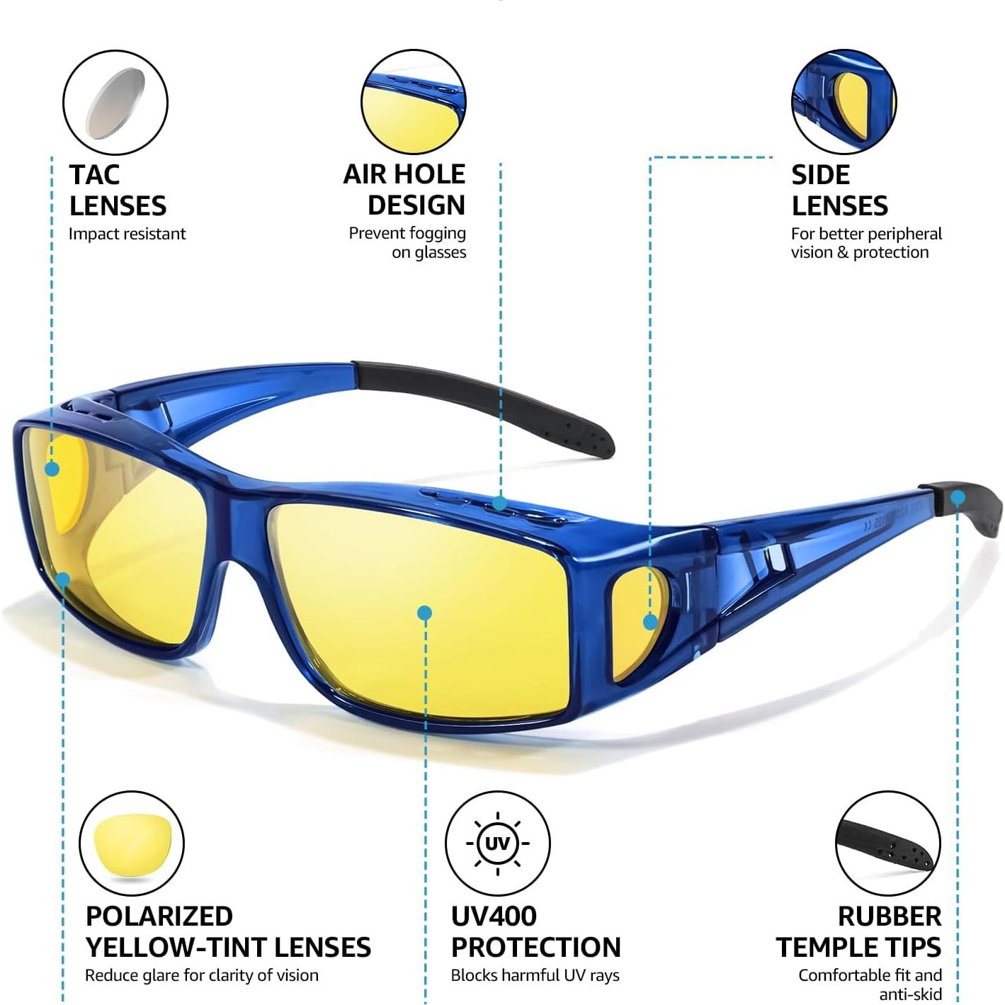 Gafas de Visión Nocturna LVIOE A03 Marco Azul Lentes Amarillos