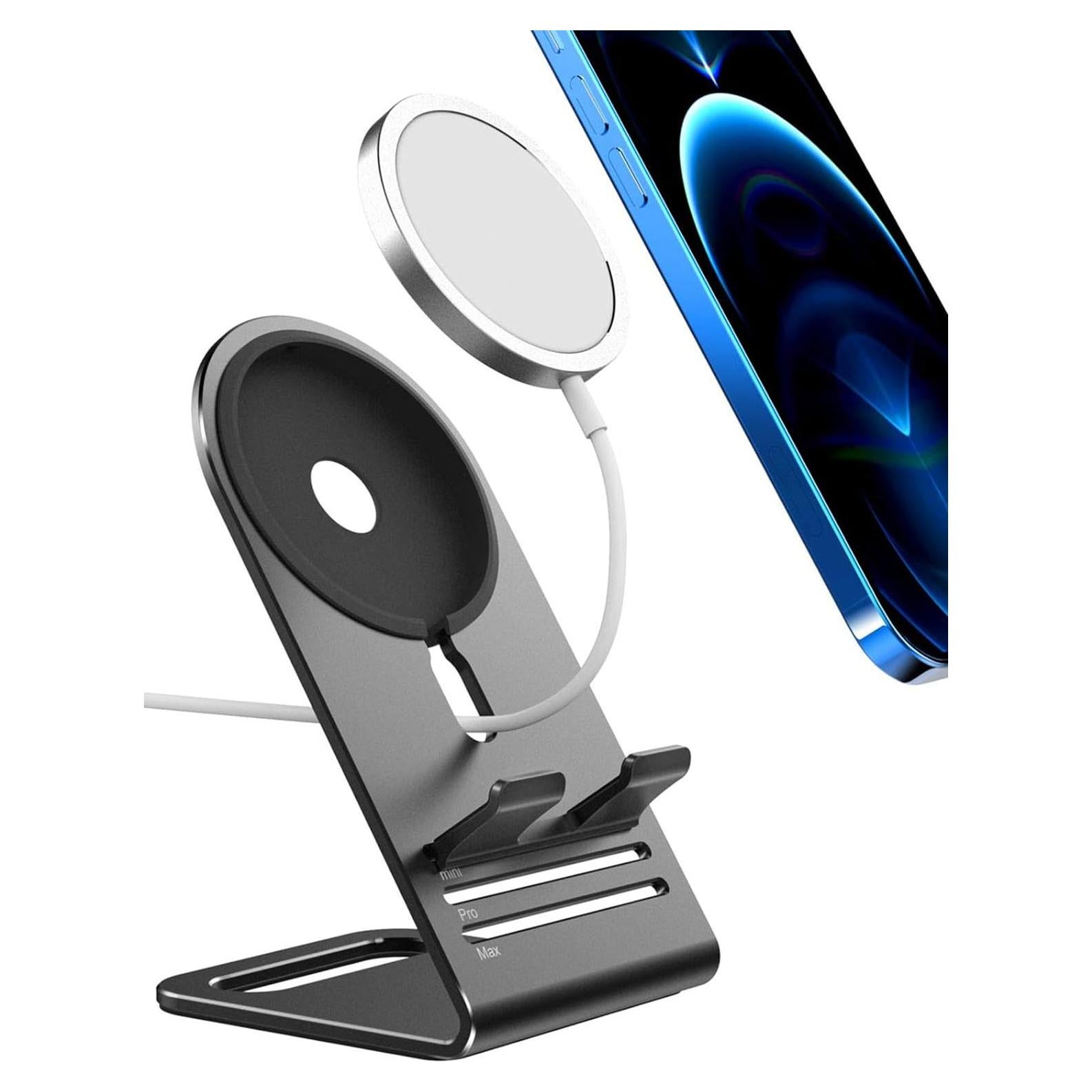 Soporte de Cargador Magsafe HALLEAST para iPhone 16/15/14/13/12 - Aluminio Gris