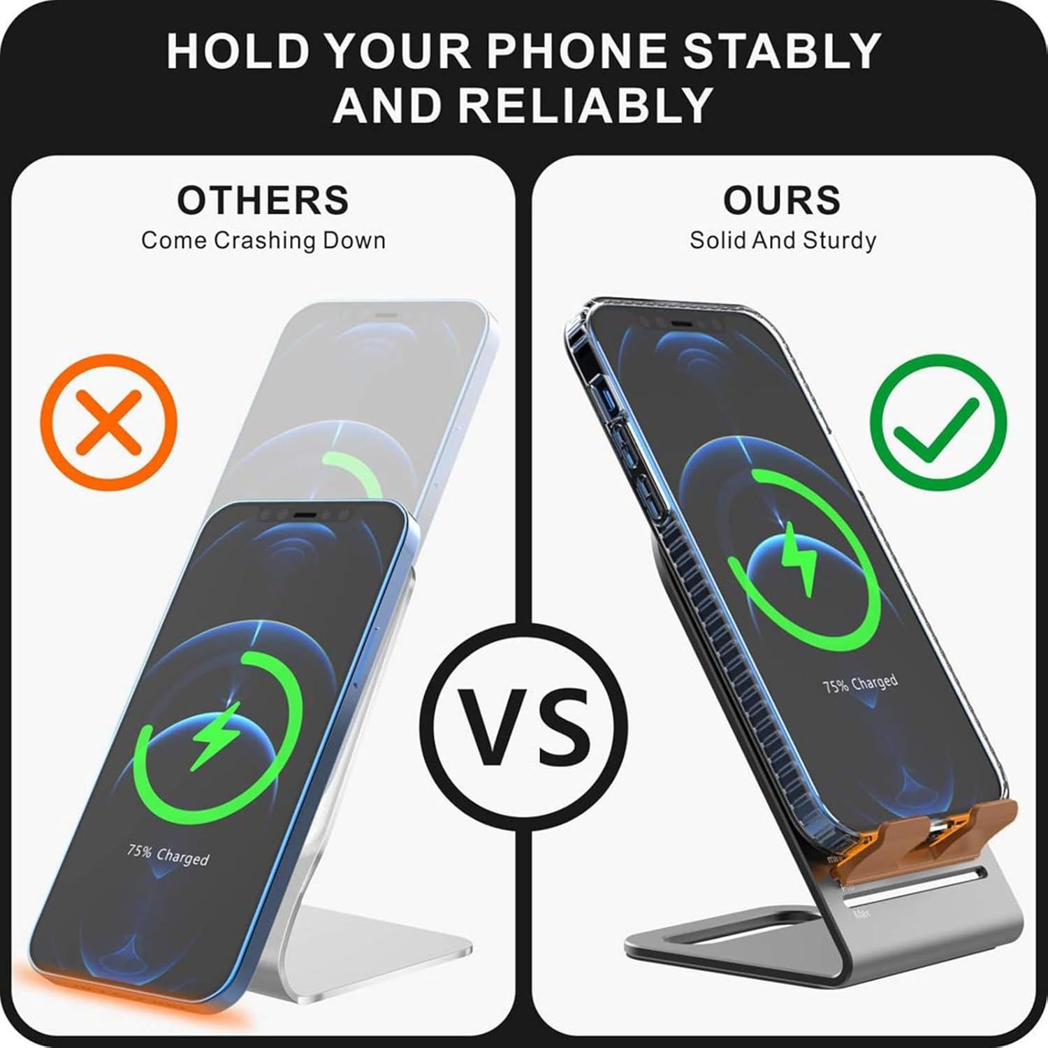 Soporte de Cargador Magsafe HALLEAST para iPhone 16/15/14/13/12 - Aluminio Gris