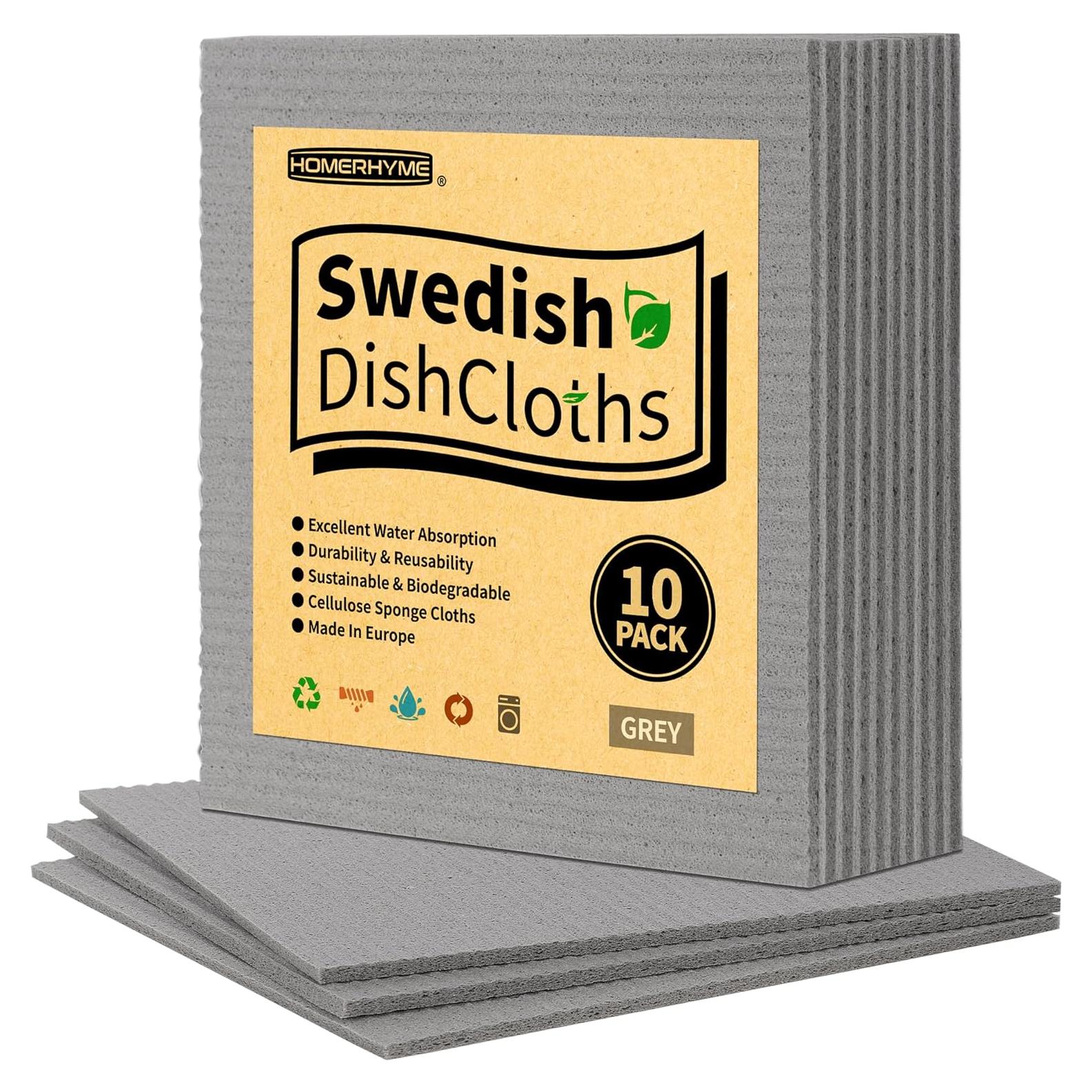 Paños de Cocina Reutilizables HOMERHYME - 10 Toallas Absorbentes Gris