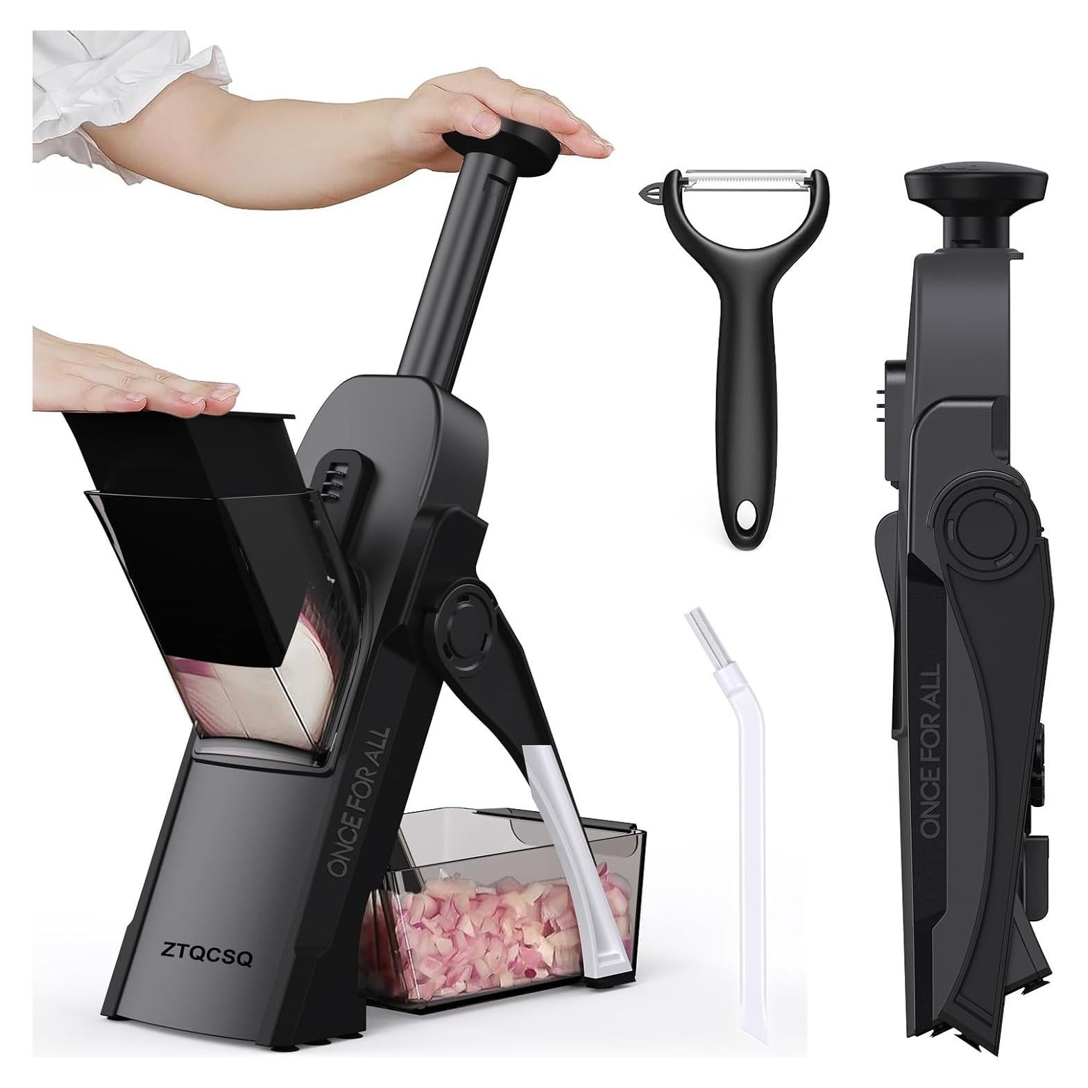 Mandolina 5 en 1 ZTQCSQ Negra - Picadora de Verduras Ajustable