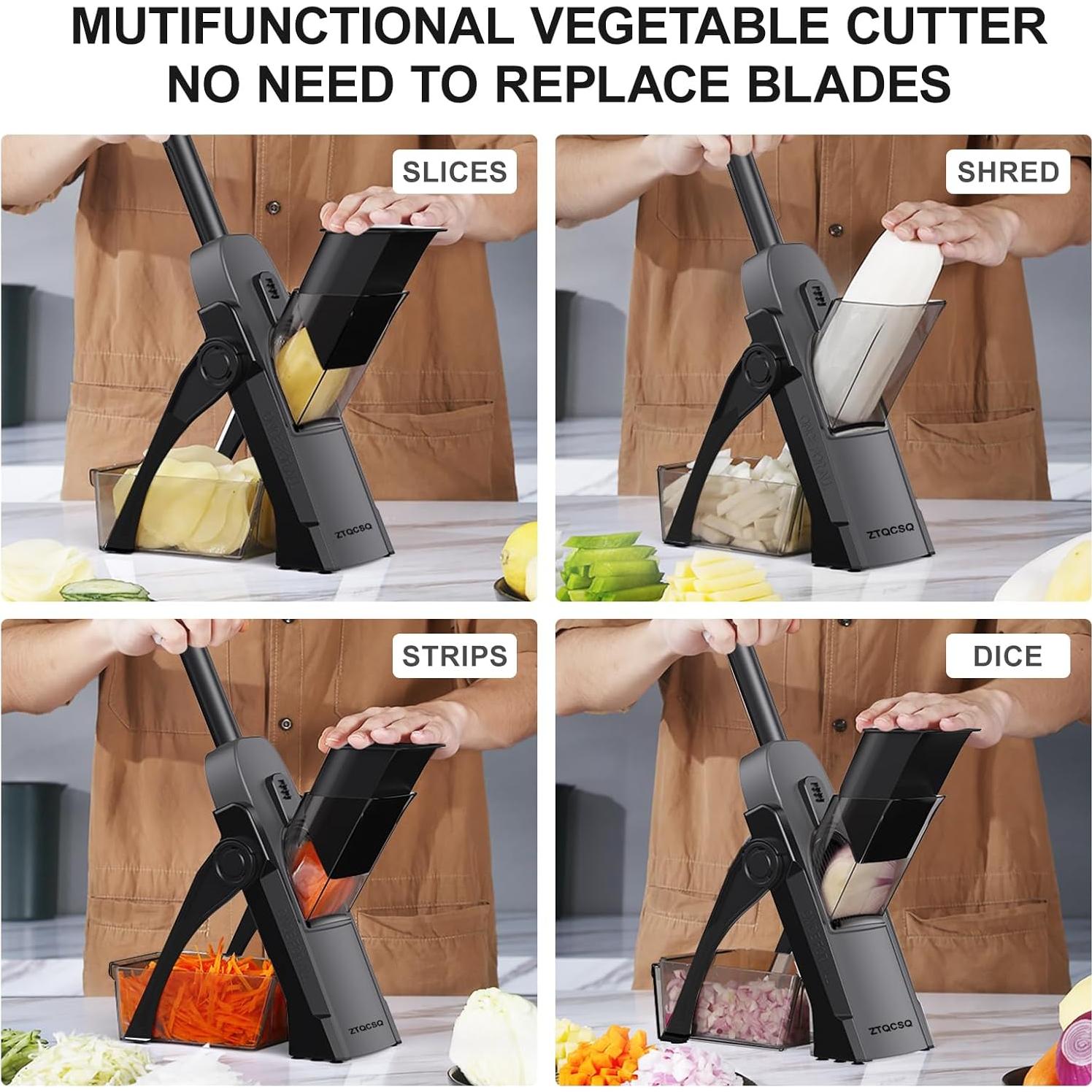 Mandolina 5 en 1 ZTQCSQ Negra - Picadora de Verduras Ajustable