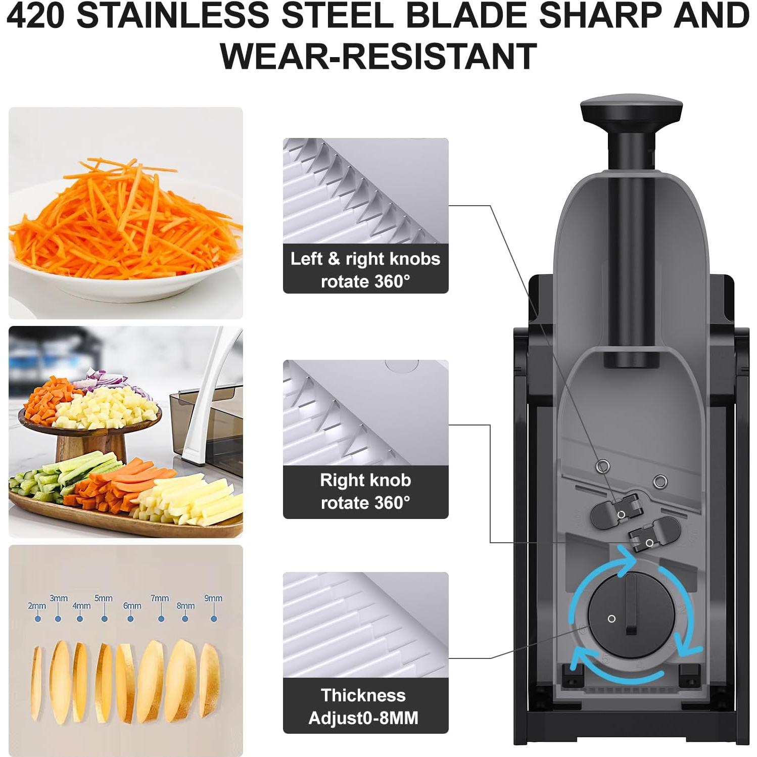 Mandolina 5 en 1 ZTQCSQ Negra - Picadora de Verduras Ajustable