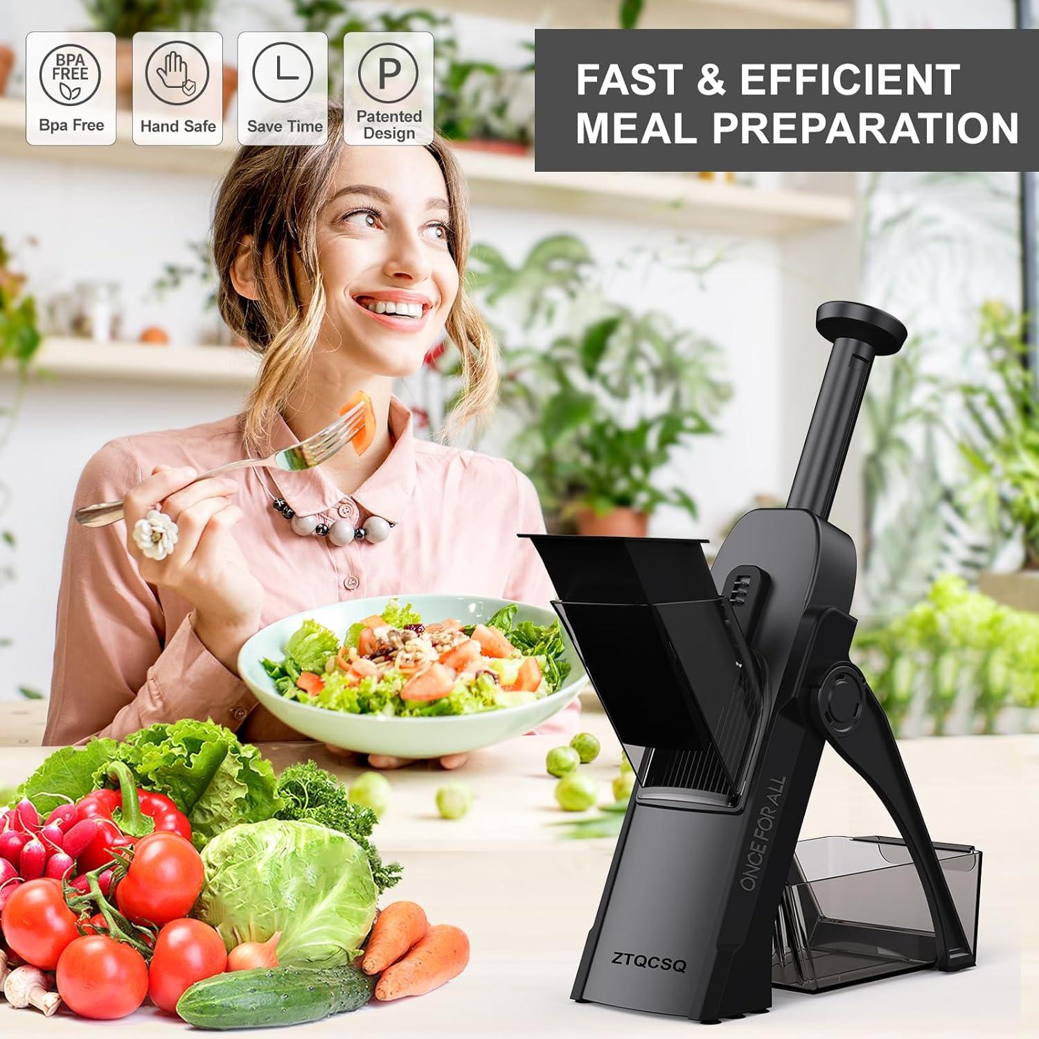 Mandolina 5 en 1 ZTQCSQ Negra - Picadora de Verduras Ajustable