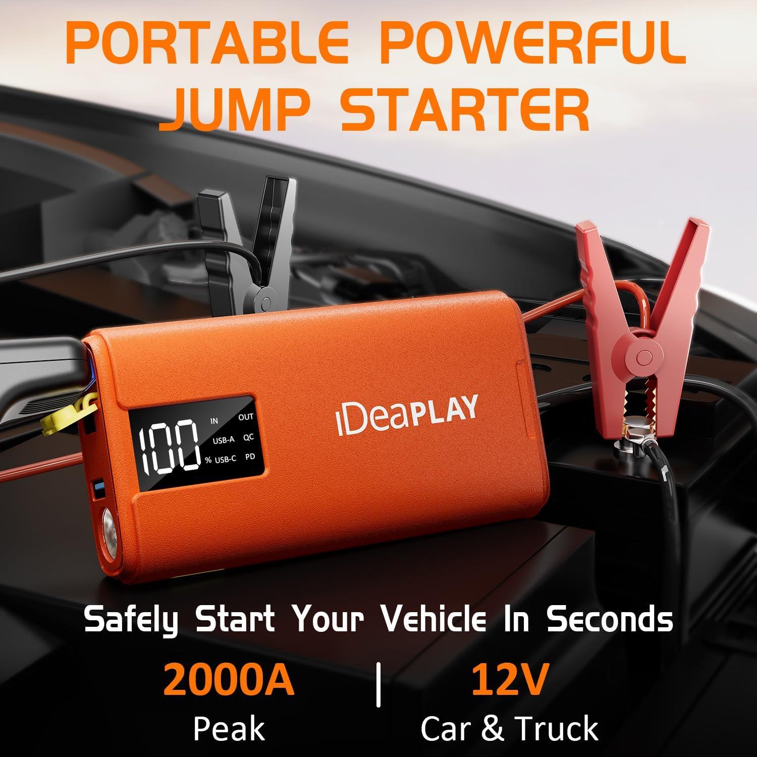 Arrancador IDEAPLAY J10 2000A 12V para Coche y Moto