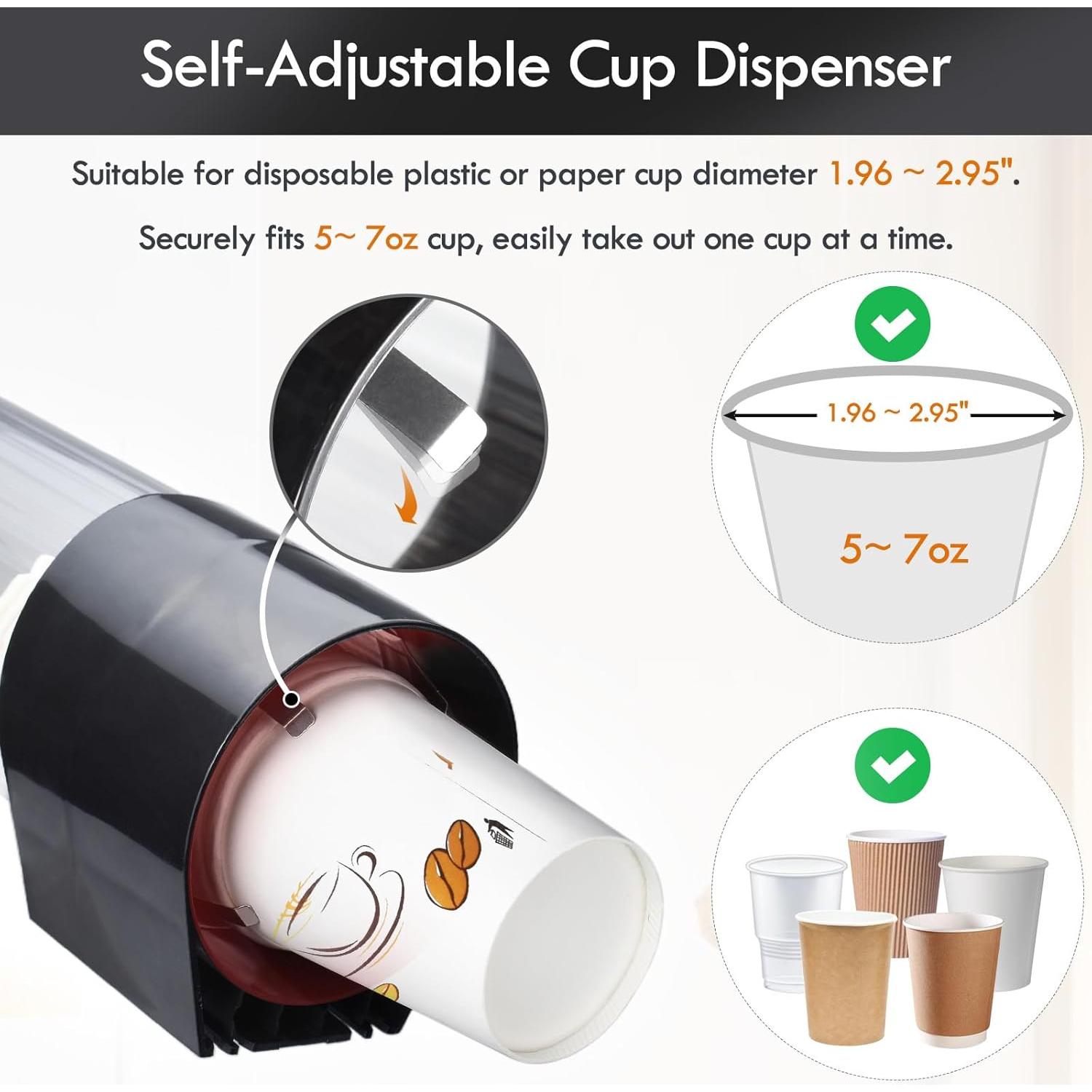 Dispensador de Tazas LBTING Negro para Tazas de 5 a 7 oz