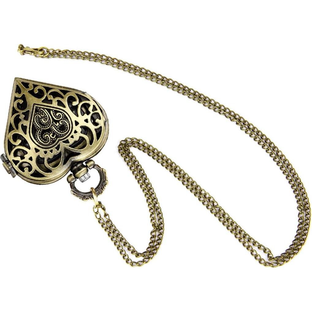 Reloj de bolsillo VIGOROSO corazón plateado unisex