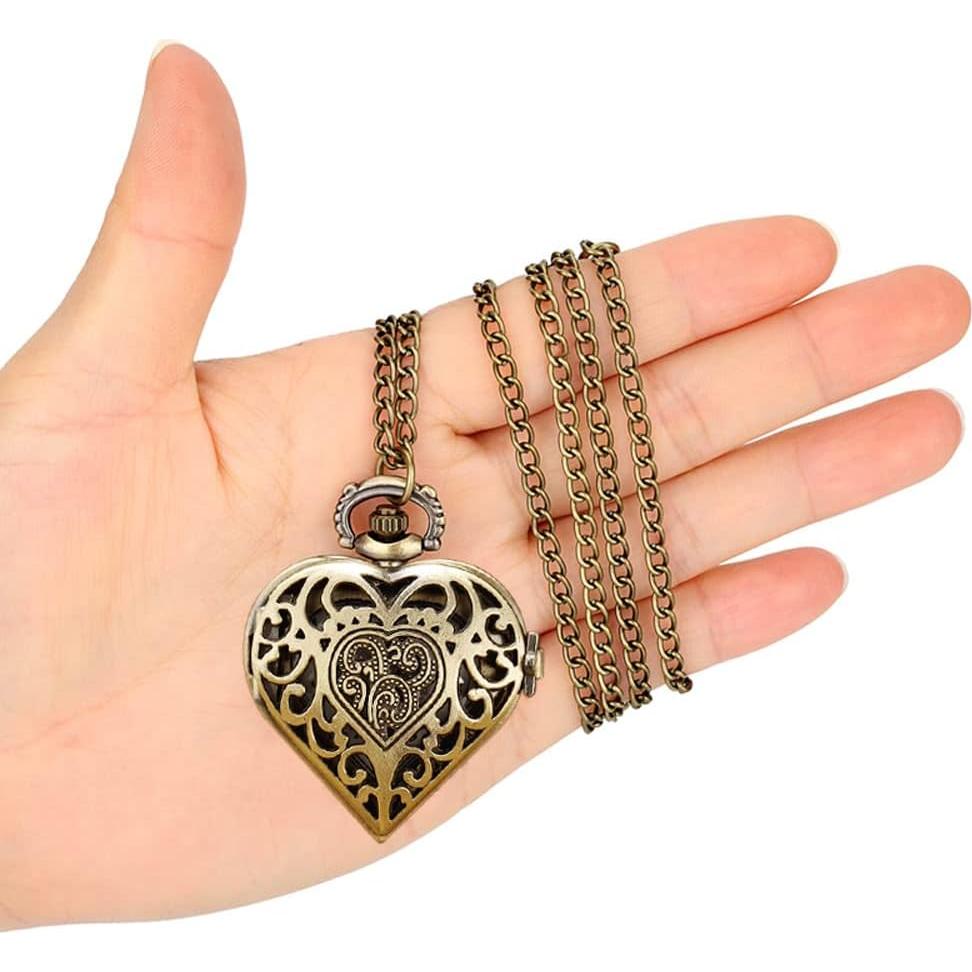 Reloj de bolsillo VIGOROSO corazón plateado unisex