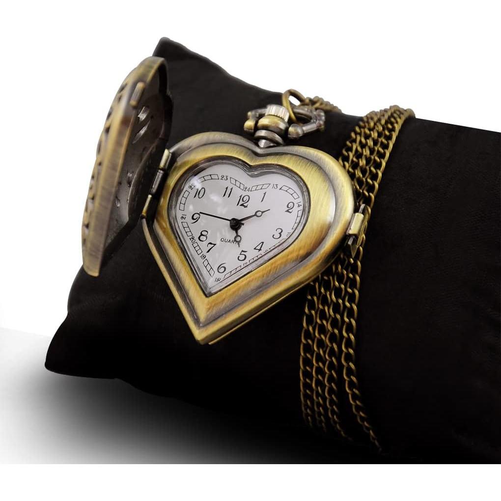 Reloj de bolsillo VIGOROSO corazón plateado unisex