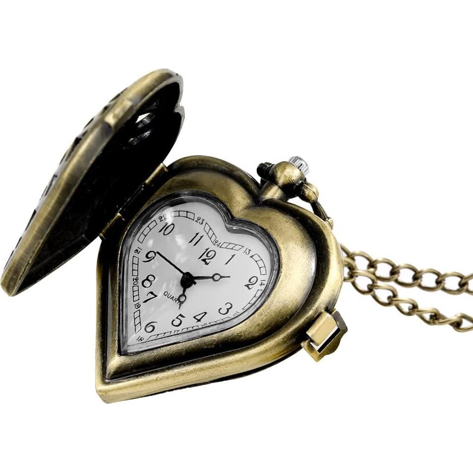 Reloj de bolsillo VIGOROSO corazón plateado unisex