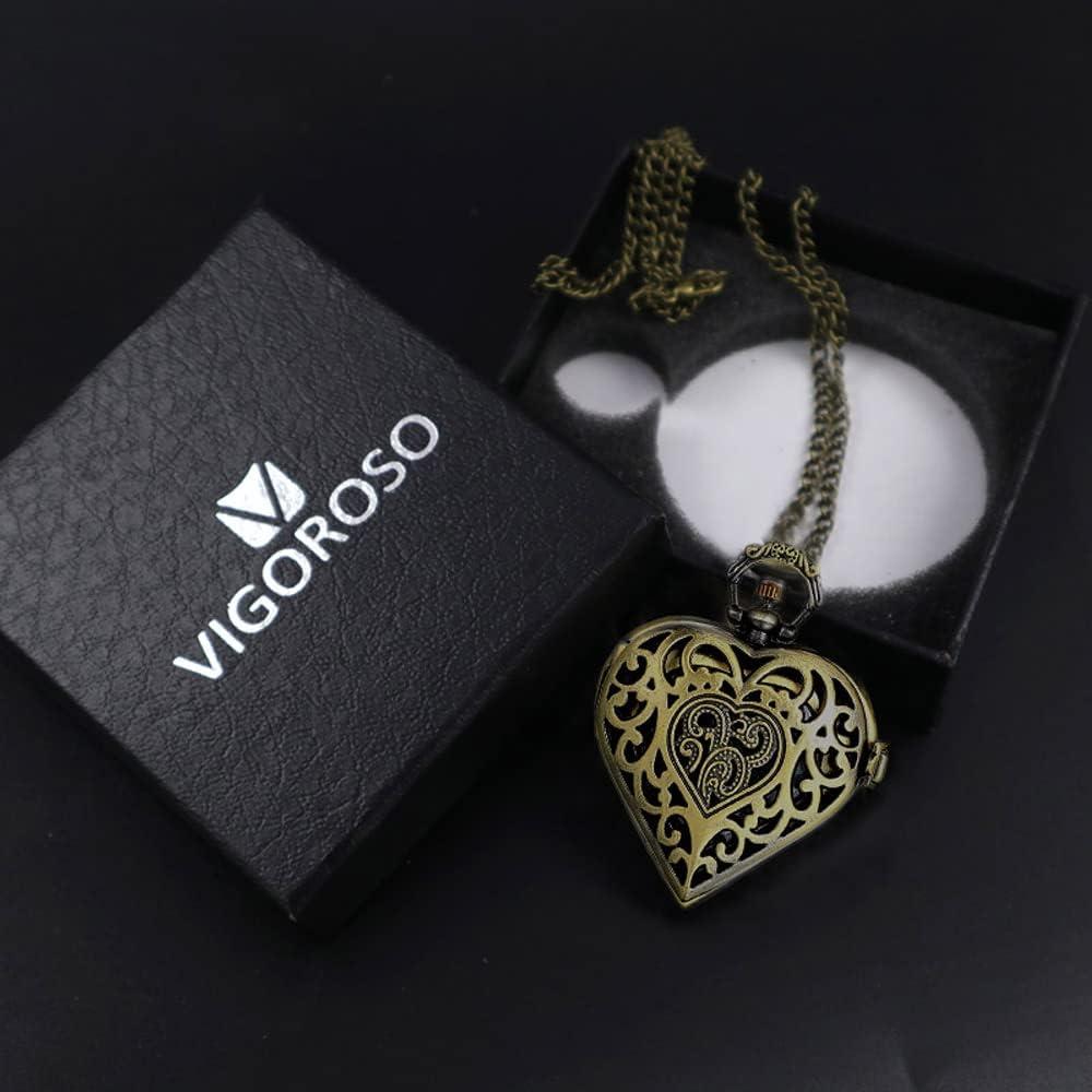 Reloj de bolsillo VIGOROSO corazón plateado unisex