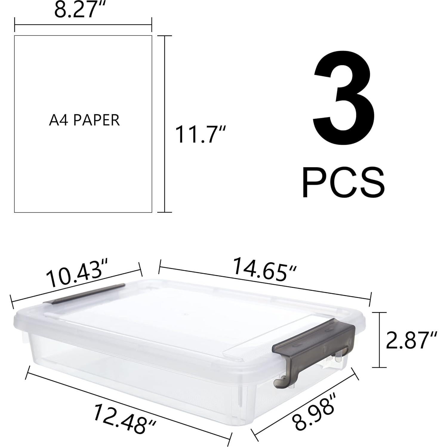 Citylife 3 PCS Contenedores de Almacenamiento Plástico 37.2x26.5cm