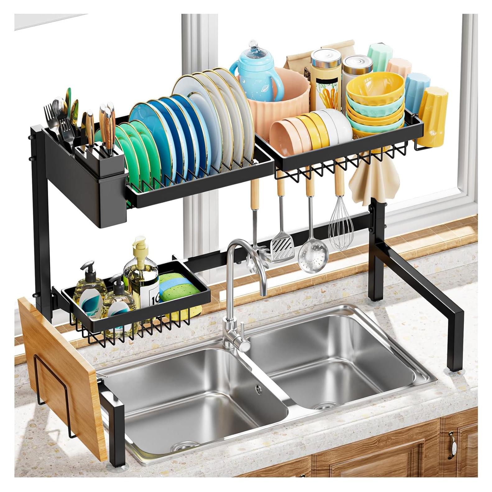 Estante para Secar Platos YKLSLH Expandible 2 Niveles 63-89 cm