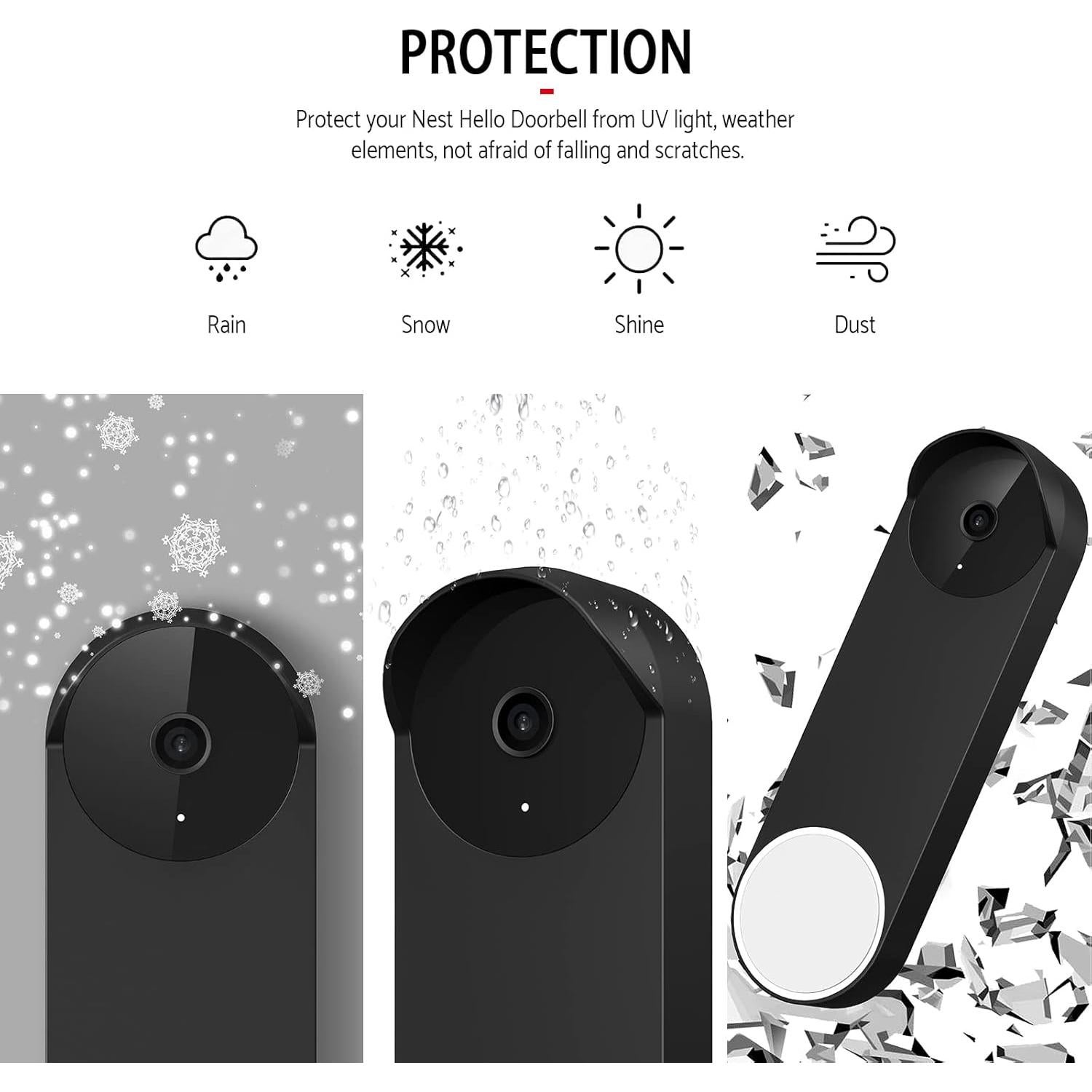 Funda de Silicona para Timbre Google Nest Hello 2021 - Negro