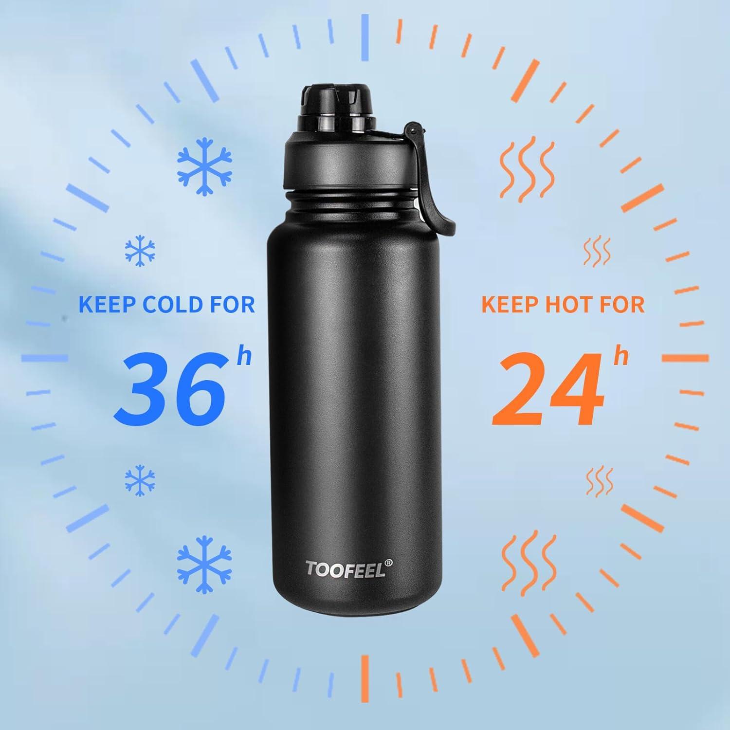 Botella Aislada TOOFEL 1L Acero Inoxidable Negro