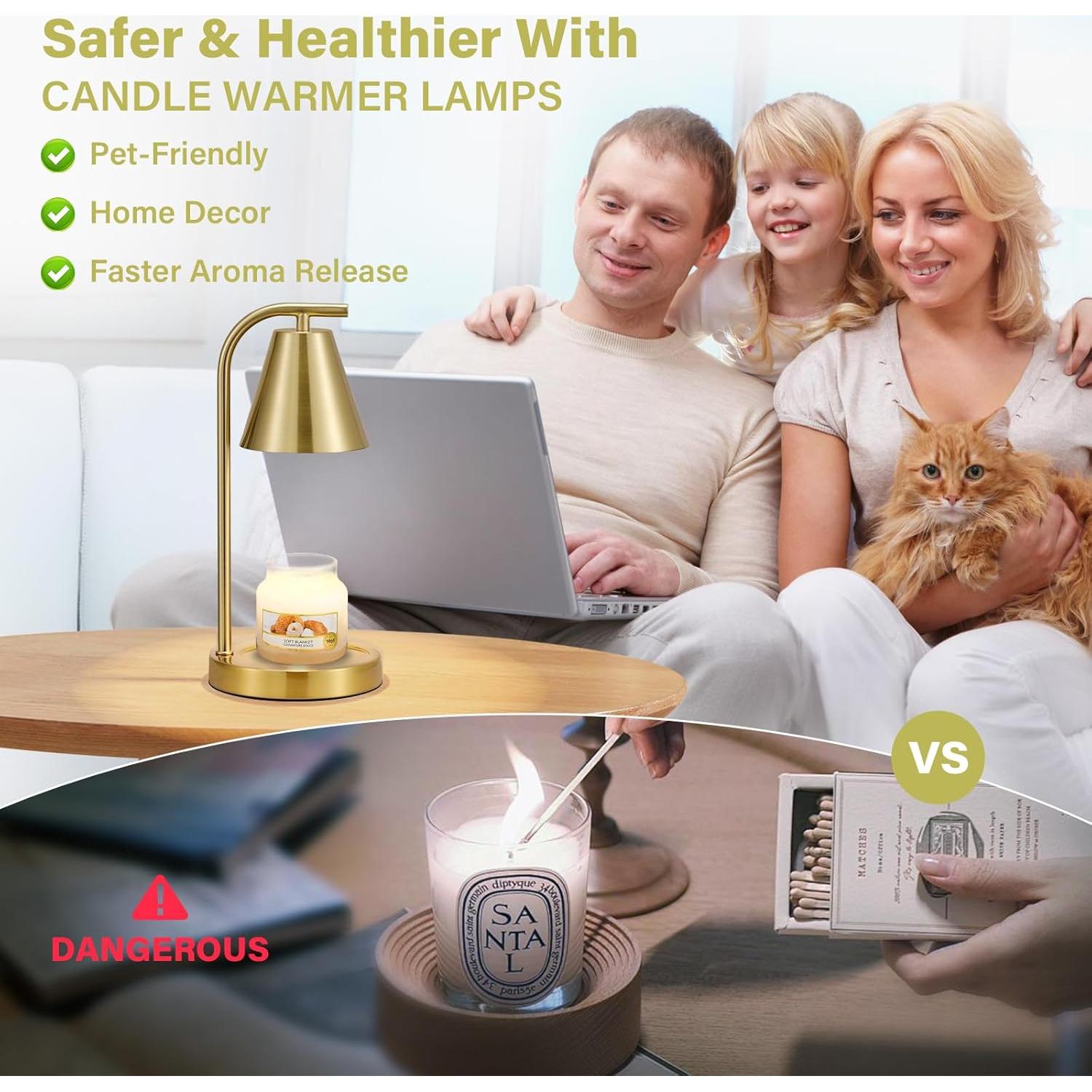 Lámpara Calentadora de Velas Hong-in Dorada con Temporizador