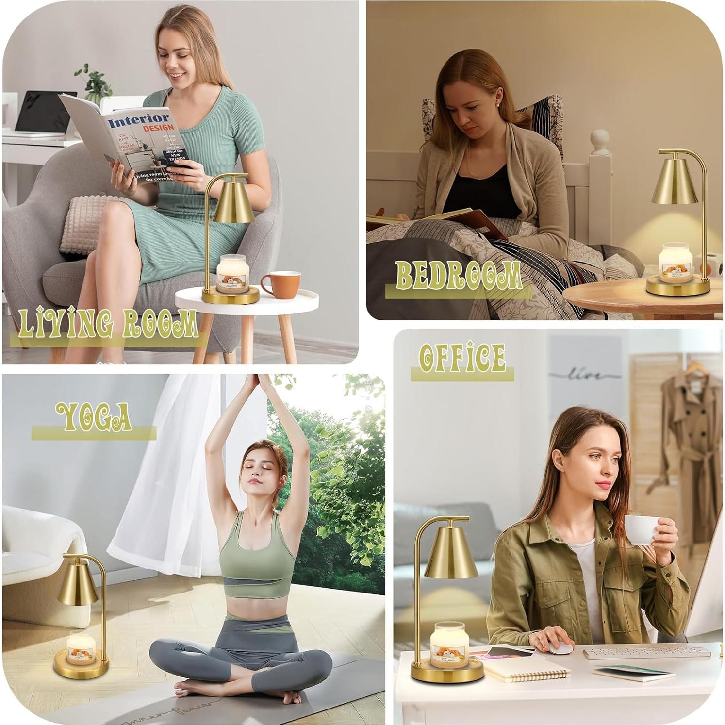 Lámpara Calentadora de Velas Hong-in Dorada con Temporizador