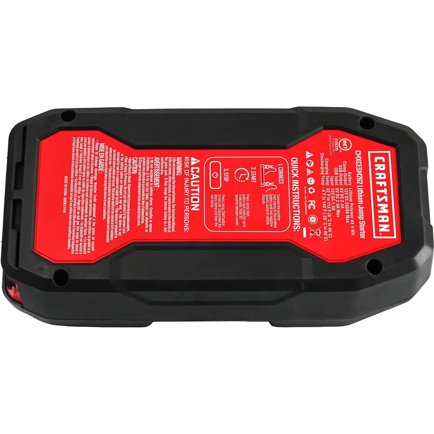 Arrancador de Salto CRAFTSMAN CMXCESM262 2500A 12V USB LED