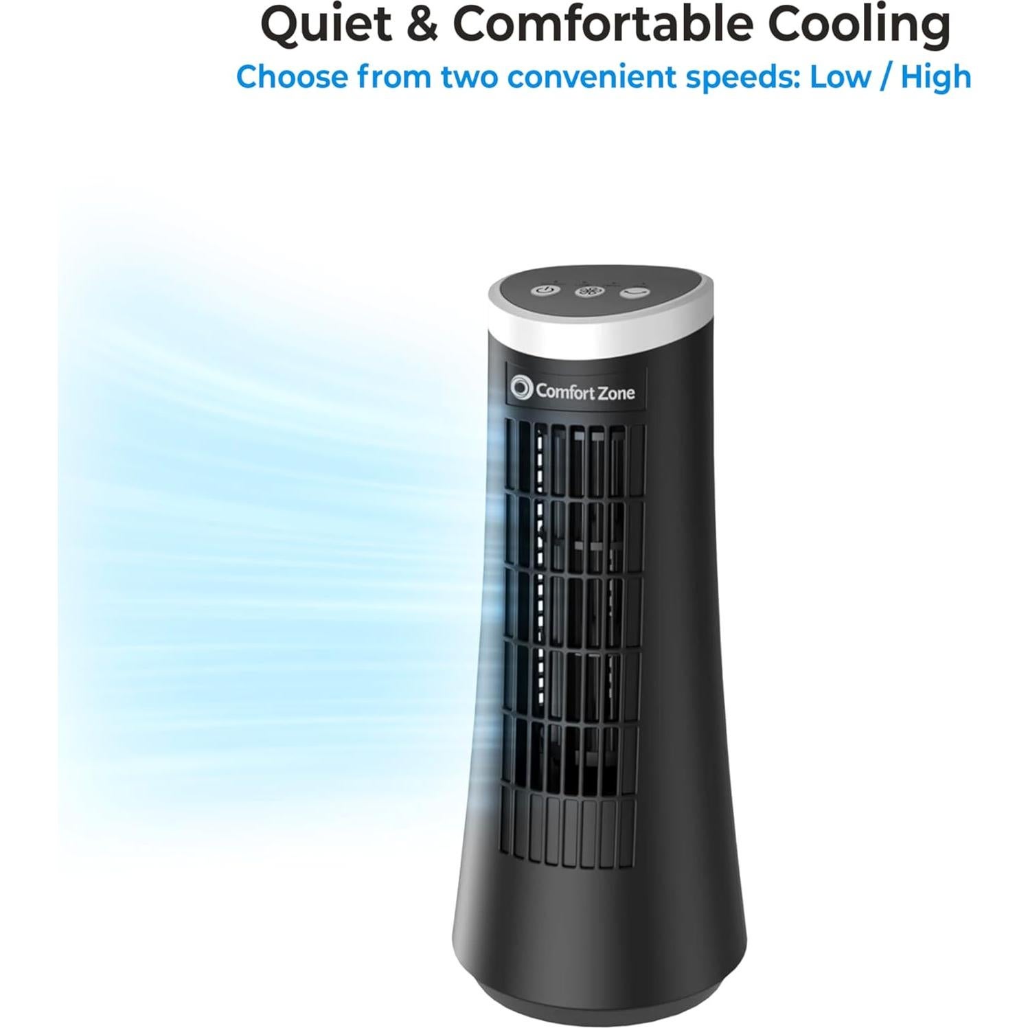 Ventilador de Torre Oscilante Comfort Zone 30 cm 2 Velocidades