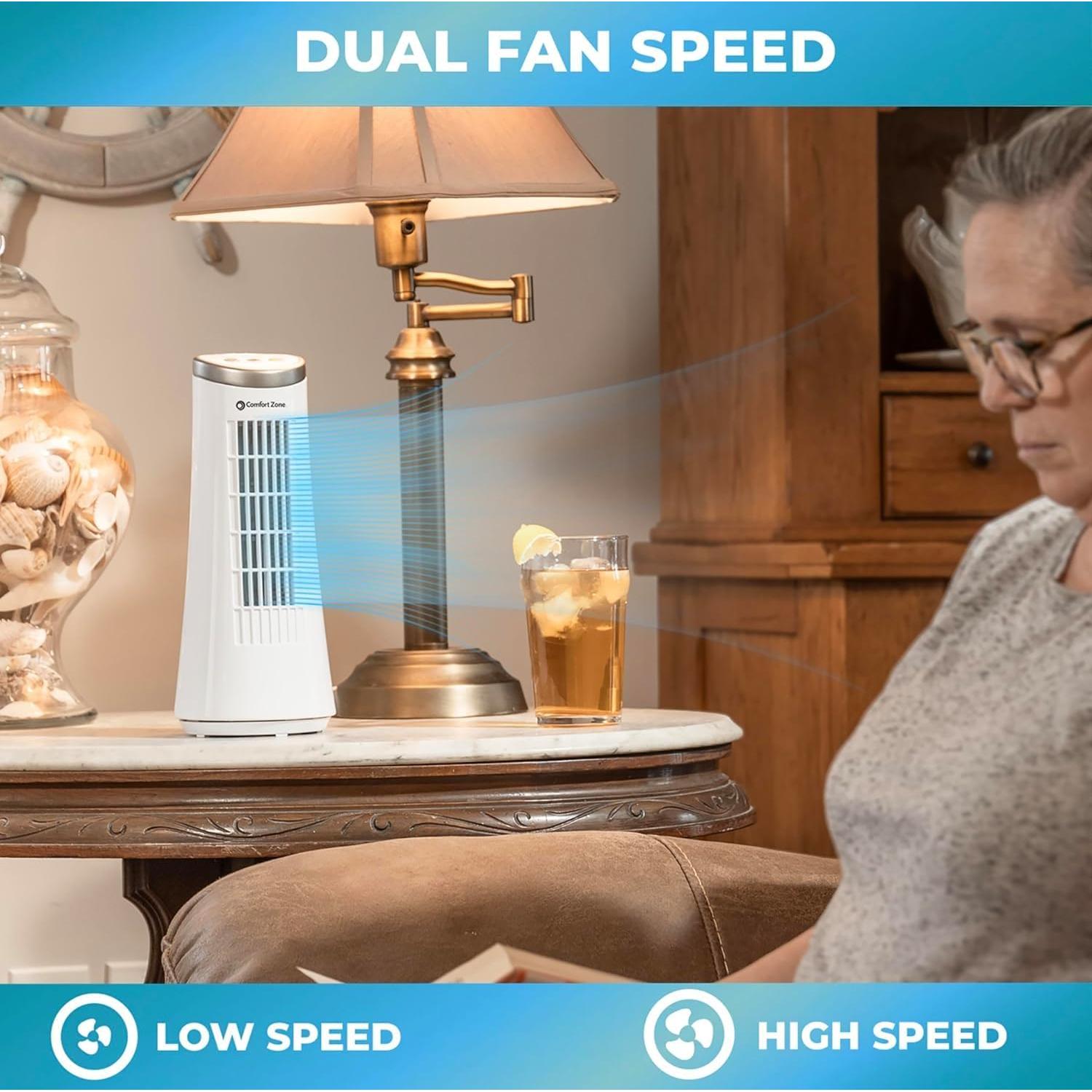 Ventilador de Torre Oscilante Comfort Zone 30 cm 2 Velocidades