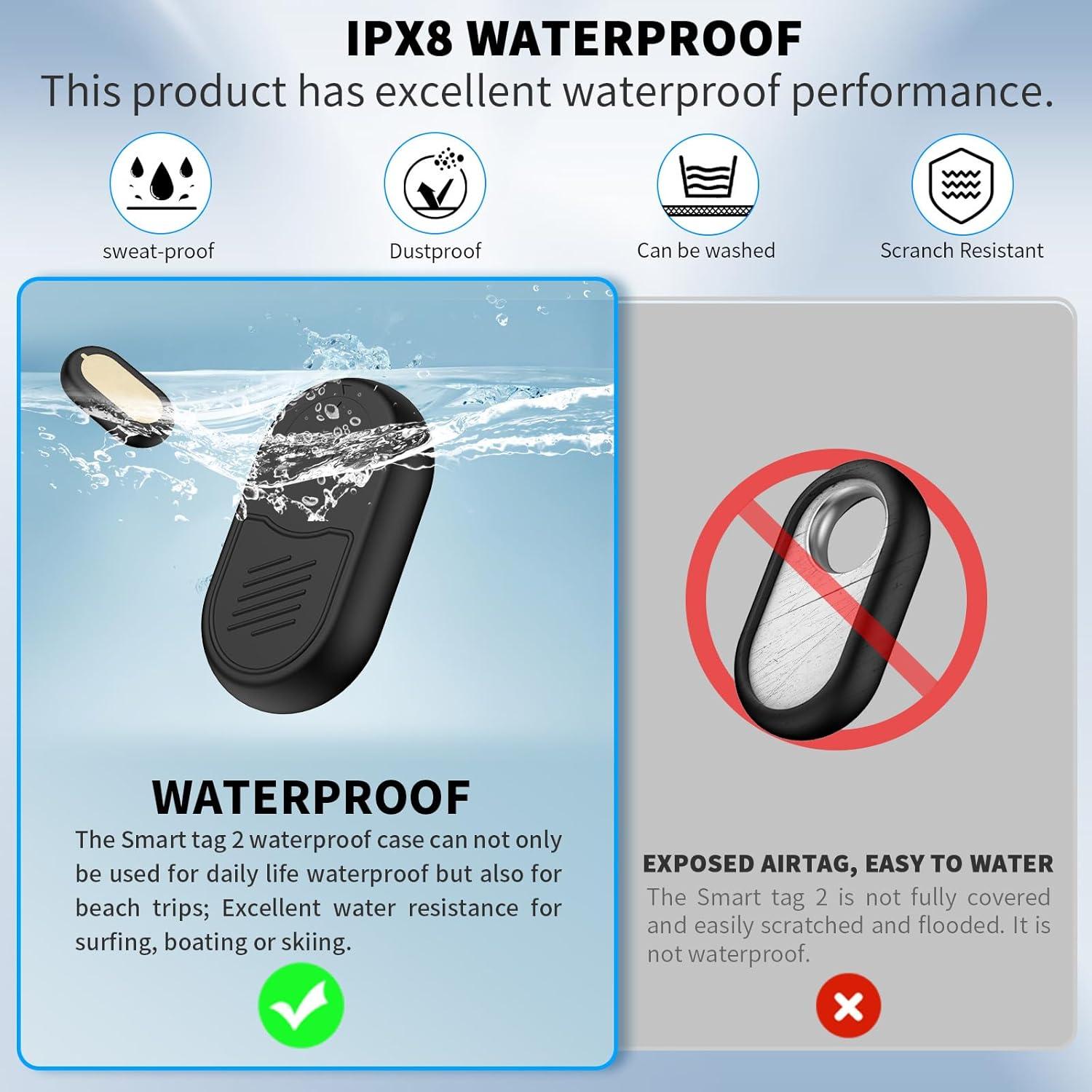 2 Pack Case for Samsung Galaxy SmartTag2, with 3M Adhesive Sticker Full Protective Silicone Case Anti-Lost Scratch Resistant Protective Cover for Smart tag2 (Black&Black)