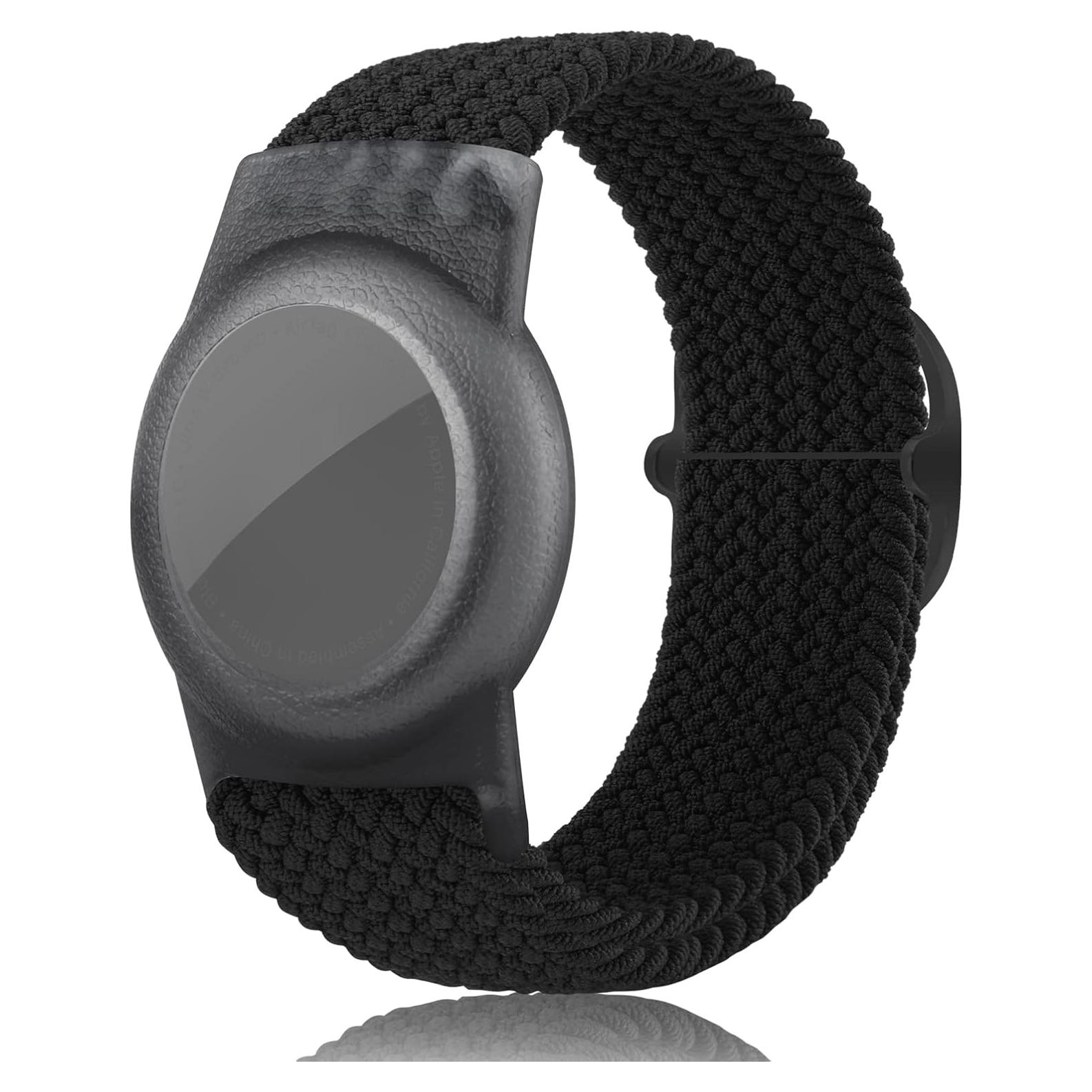 Pulsera Ajustable Yizhet para AirTag - Nylon Negro 37.8-60.7 cm