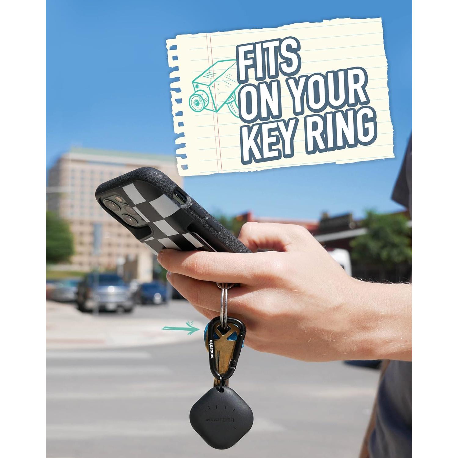 Smartish 2 Pack Holder for AirTag- Snitch Keychain Case for Apple AirTags Accessories, Includes 2 Key Rings and Carabiners - Protective AirTags Cover GPS Items Tracker with Key Ring - Black