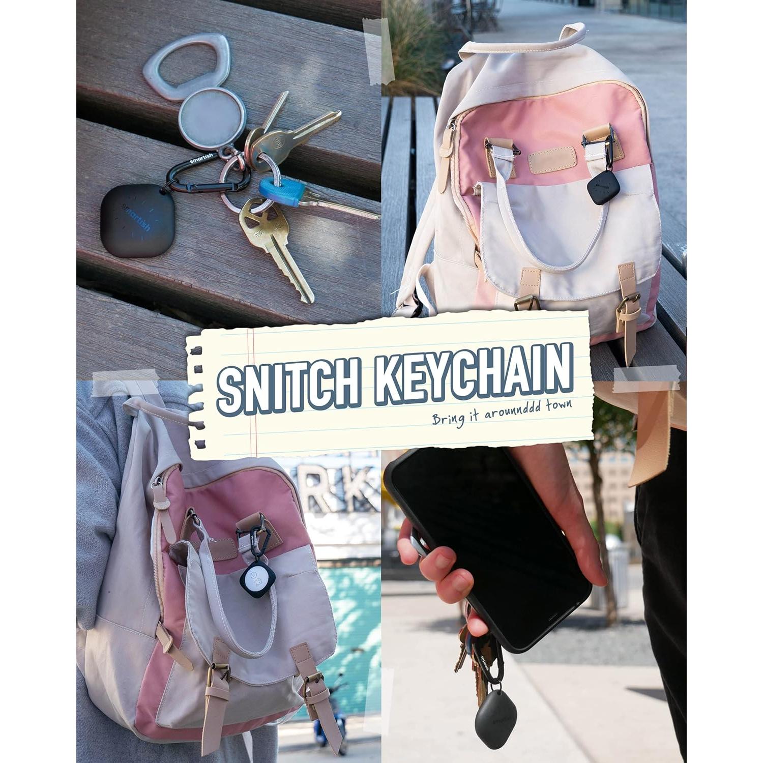 Smartish 2 Pack Holder for AirTag- Snitch Keychain Case for Apple AirTags Accessories, Includes 2 Key Rings and Carabiners - Protective AirTags Cover GPS Items Tracker with Key Ring - Black