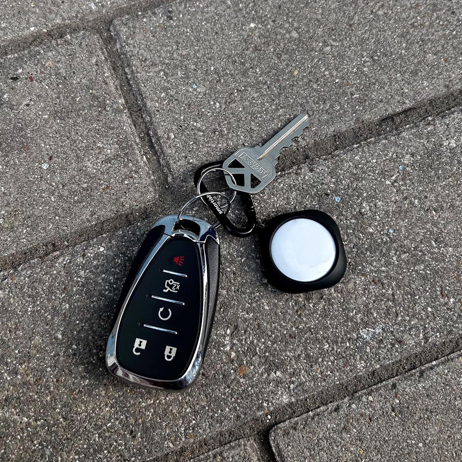 Smartish 2 Pack Holder for AirTag- Snitch Keychain Case for Apple AirTags Accessories, Includes 2 Key Rings and Carabiners - Protective AirTags Cover GPS Items Tracker with Key Ring - Black