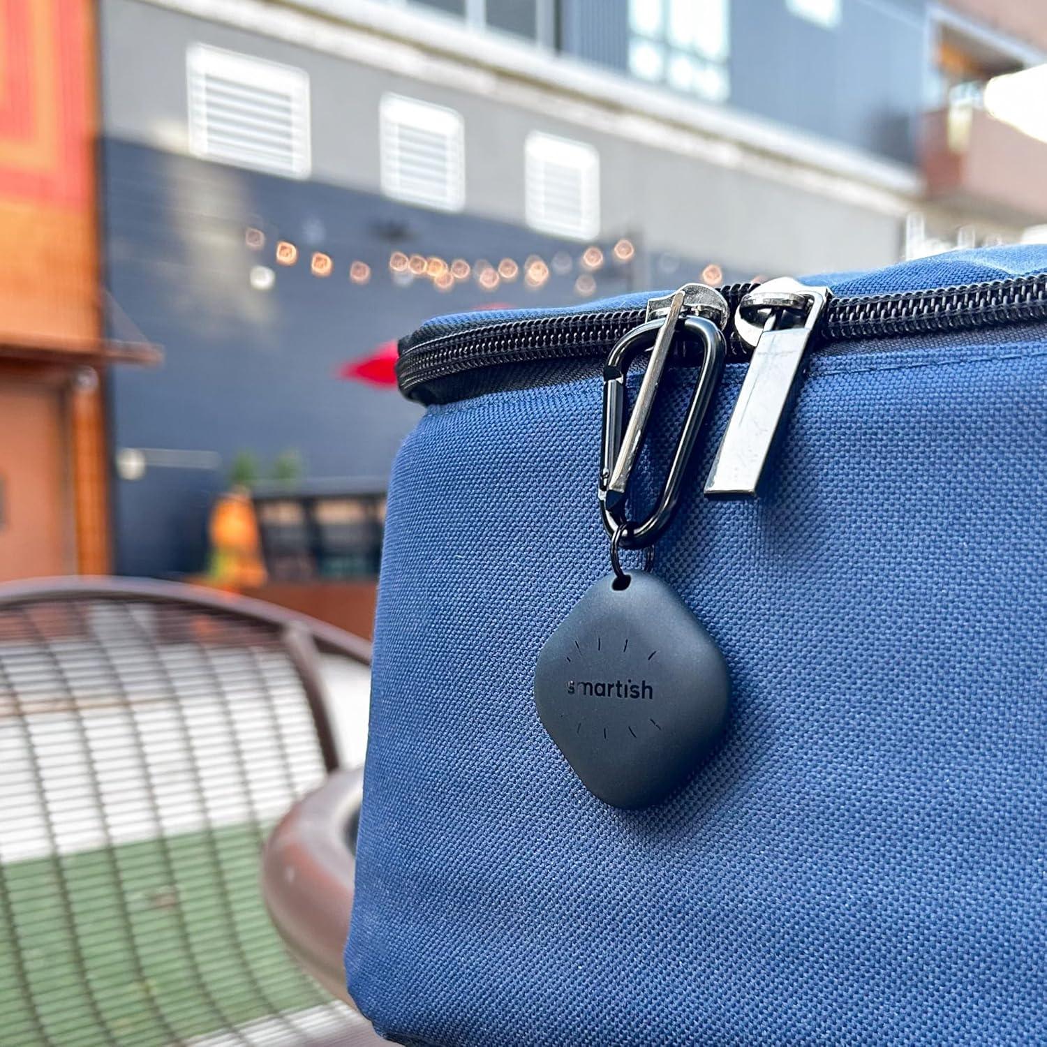 Smartish 2 Pack Holder for AirTag- Snitch Keychain Case for Apple AirTags Accessories, Includes 2 Key Rings and Carabiners - Protective AirTags Cover GPS Items Tracker with Key Ring - Black